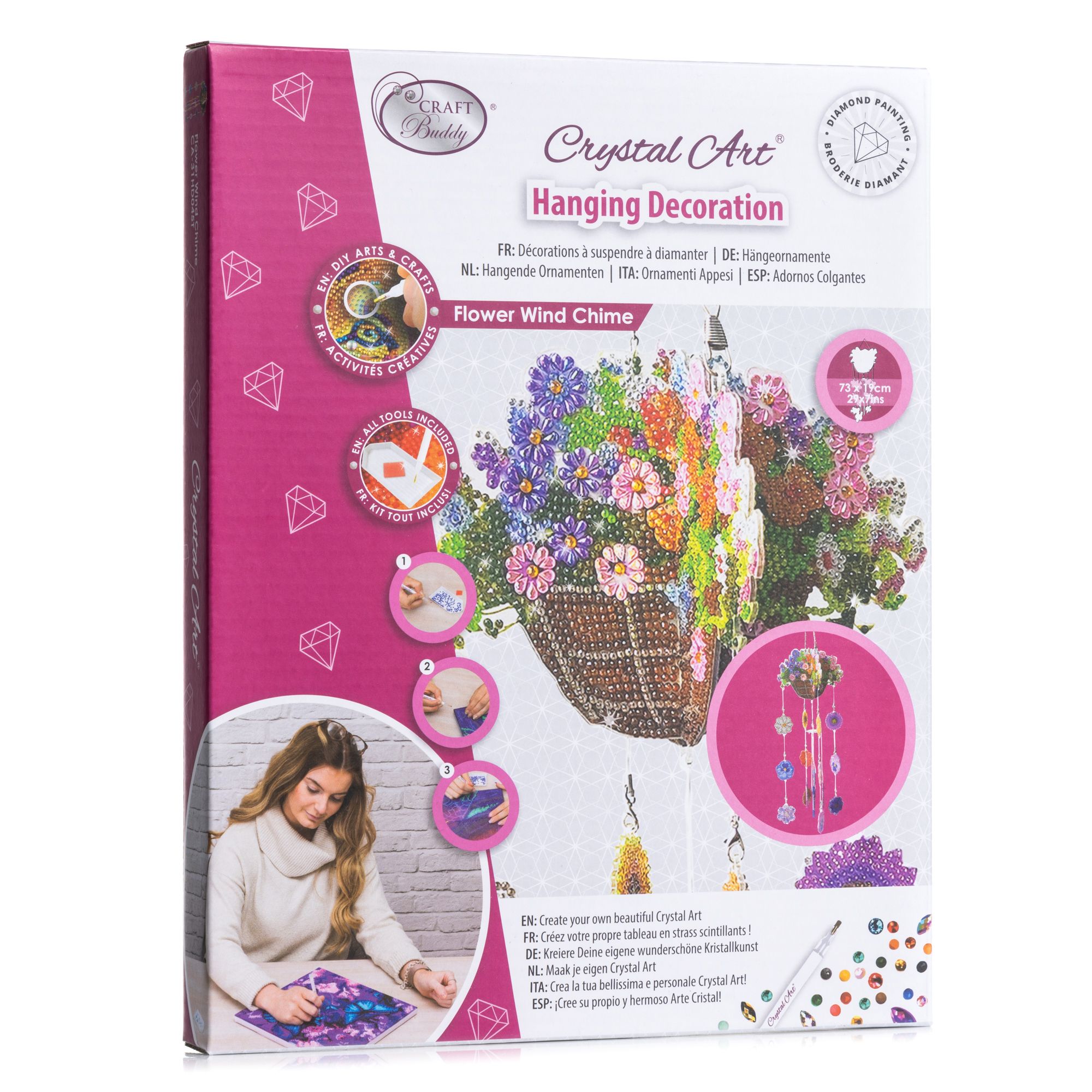 CRAFT BUDDY™ Diamond Painting Windspiel Blumen Länge ca. 73cm 36tlg.