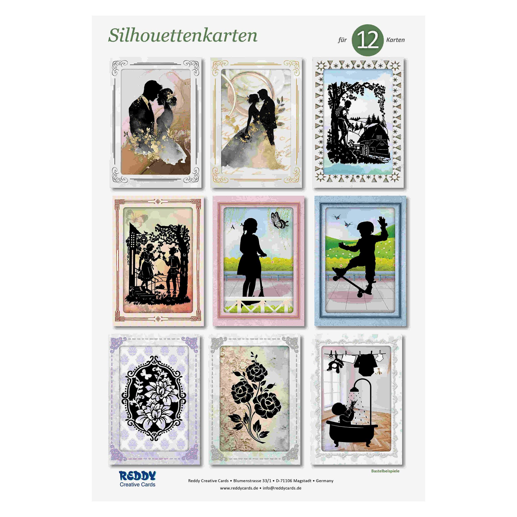 REDDY Grußkarten-Set Silhouettenkarten inkl. Stanzbogen 41tlg.