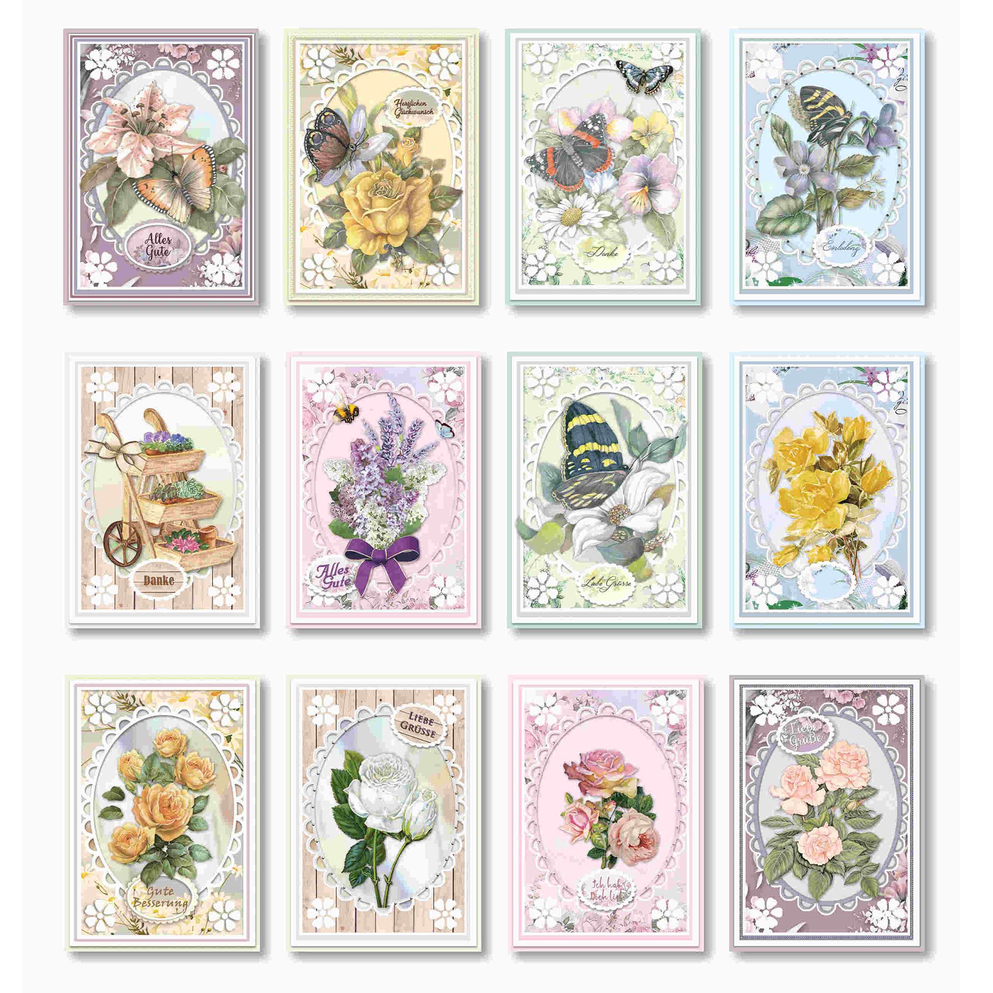 REDDY Grußkarten-Set Blumengrüße inkl. Stanzbogen 48tlg.