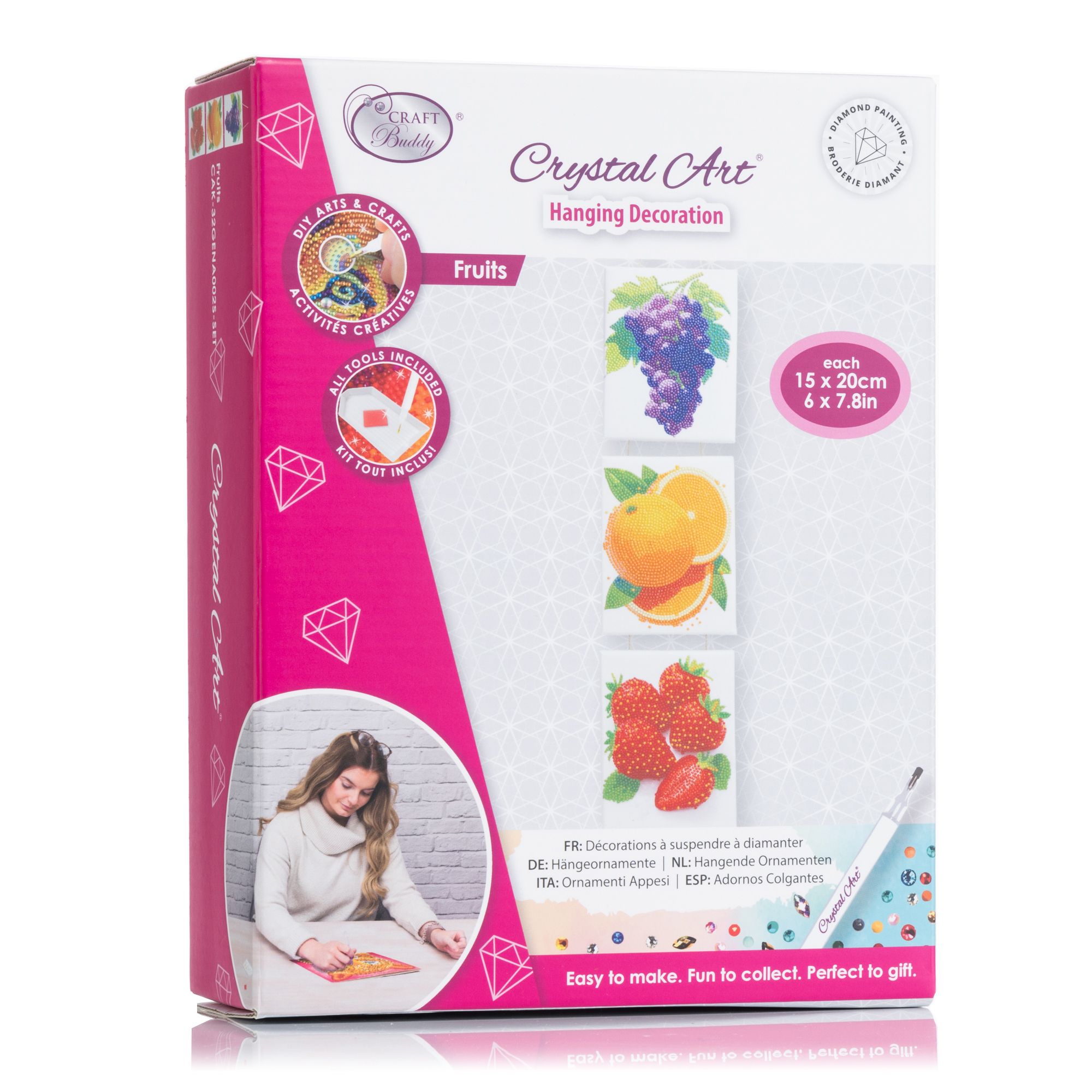 CRAFT BUDDY™ Diamond Painting-Set 3 Bilder auf Keilrahmen 7tlg.