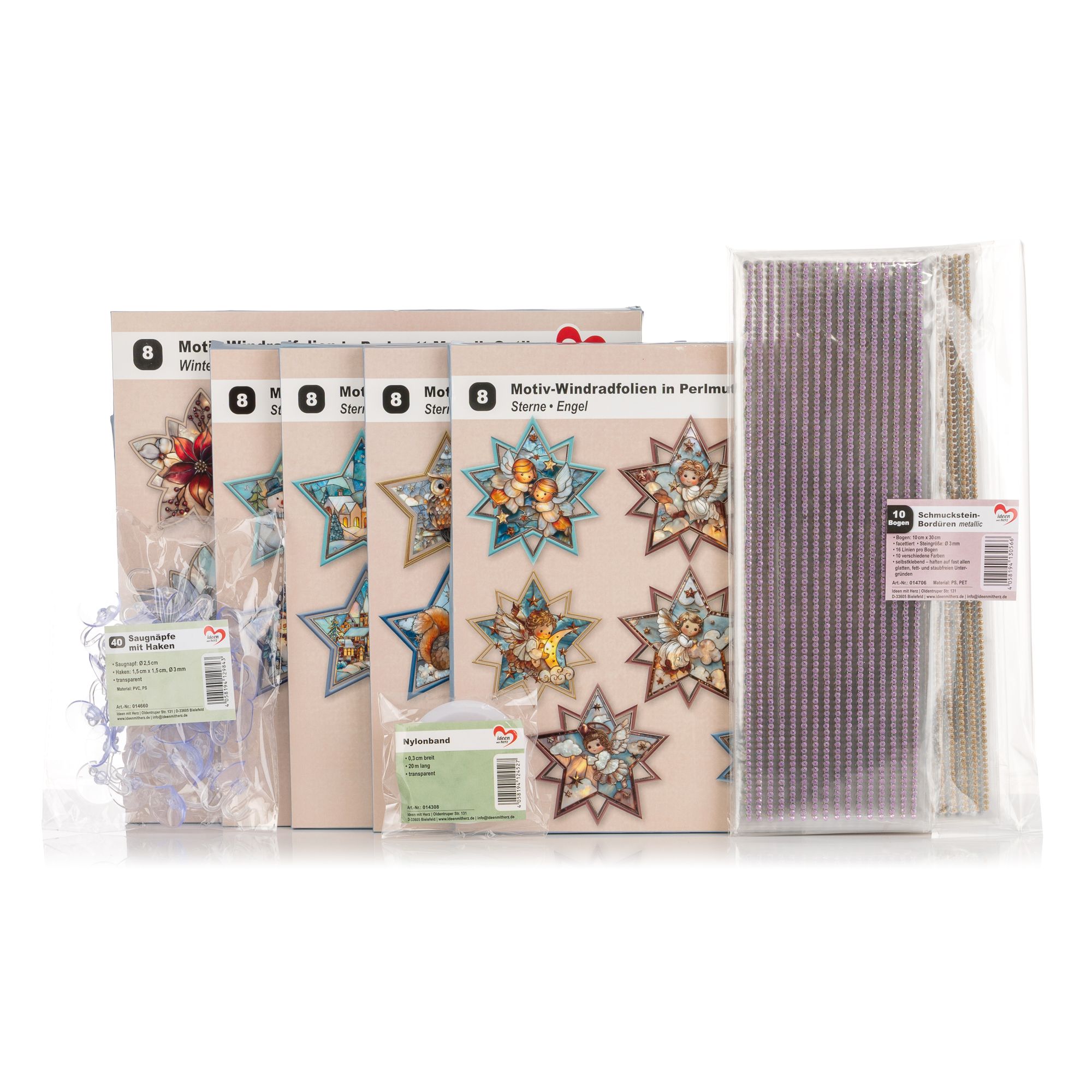KARIN JITTENMEIER Kreativ-Set Motiv Windradfolien Sterne inkl. Haken 91tlg.