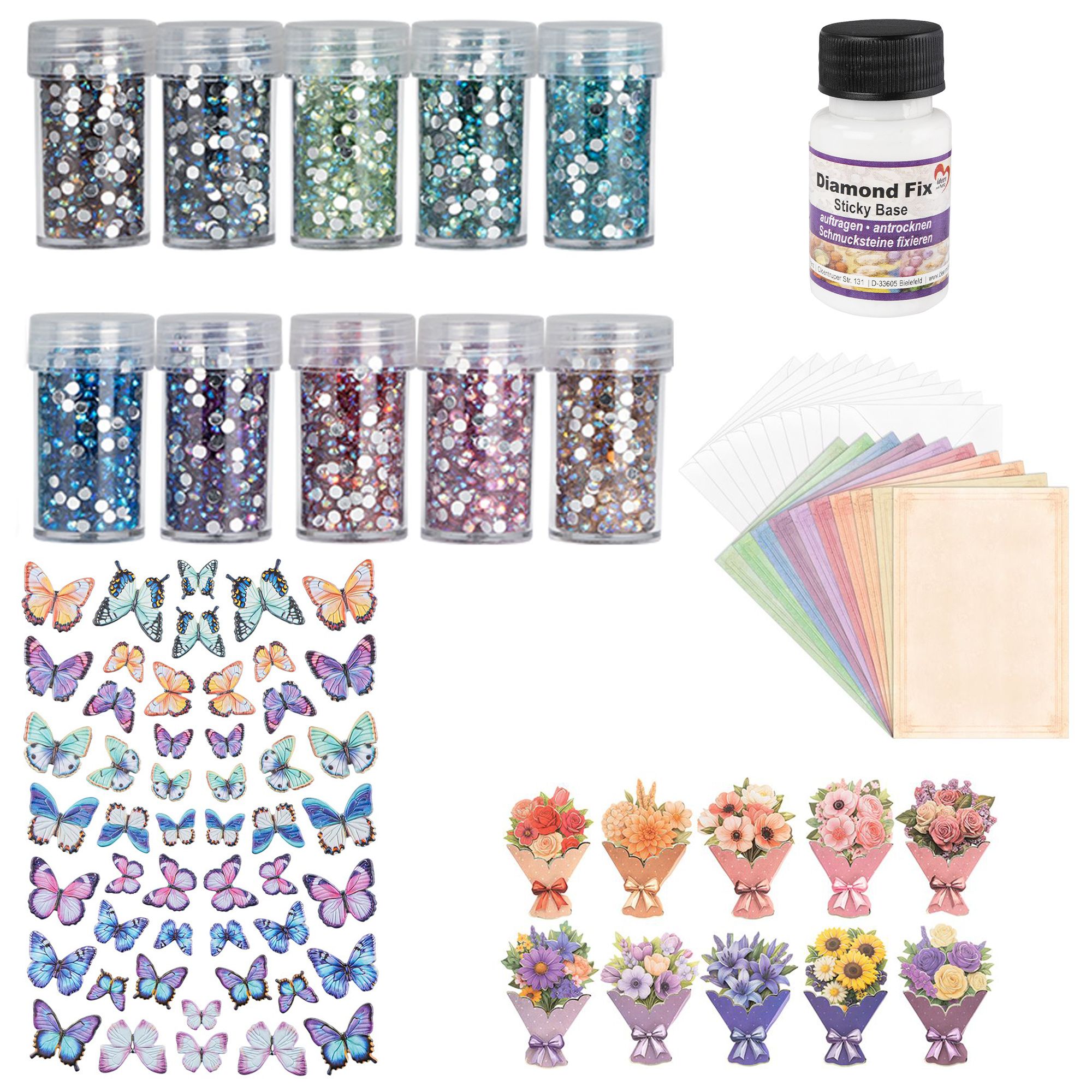 KARIN JITTENMEIER Diamond Painting-Set 3D Motive, Strass-Steine & Karten, 42tlg.