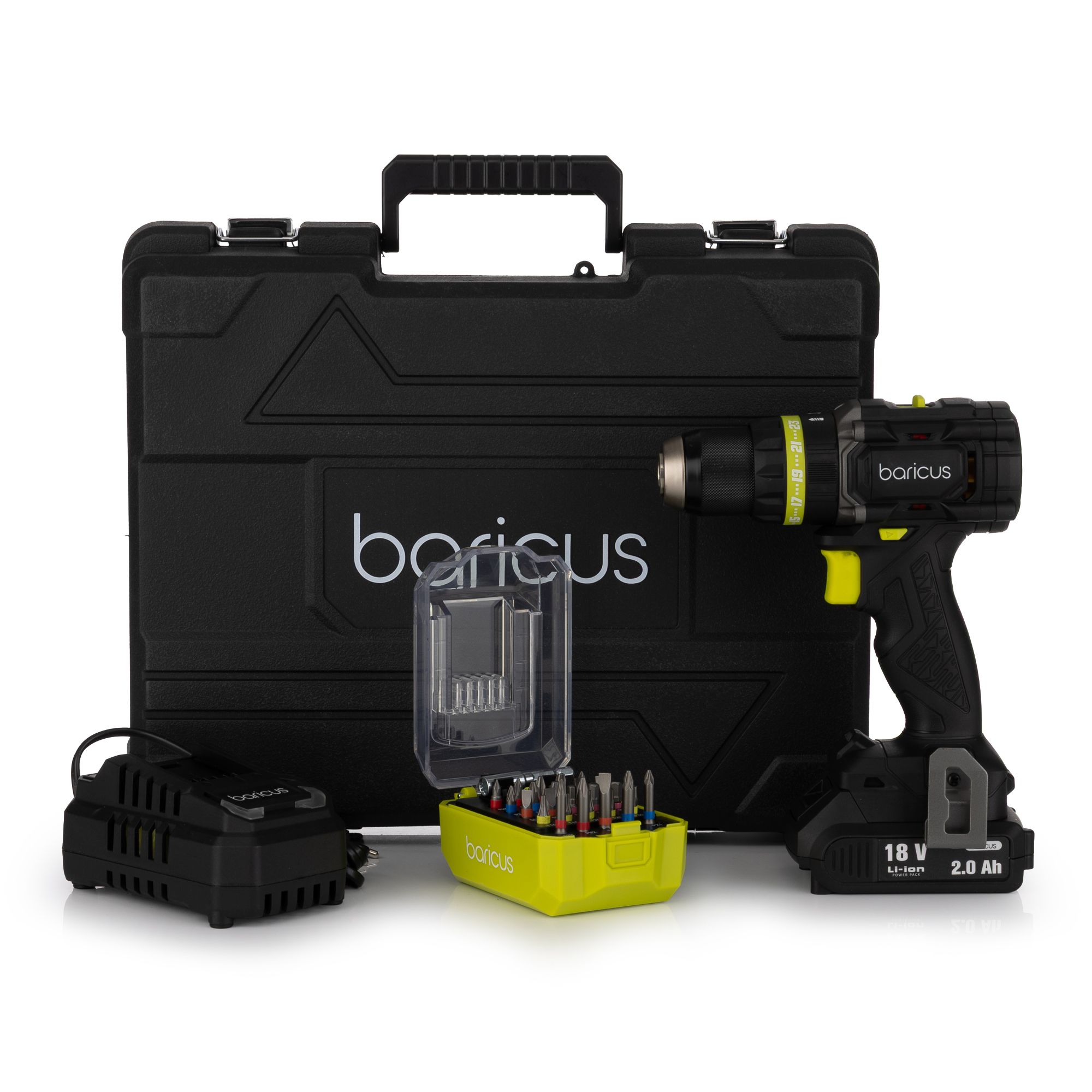 BARICUS 18V Akku-Bohr- Schlagschrauber-Set bürstenloser Motor 5J.Herstellergarantie