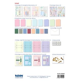 REDDY Grußkarten-Set Geburt inkl. Stanzbogen 54tlg.