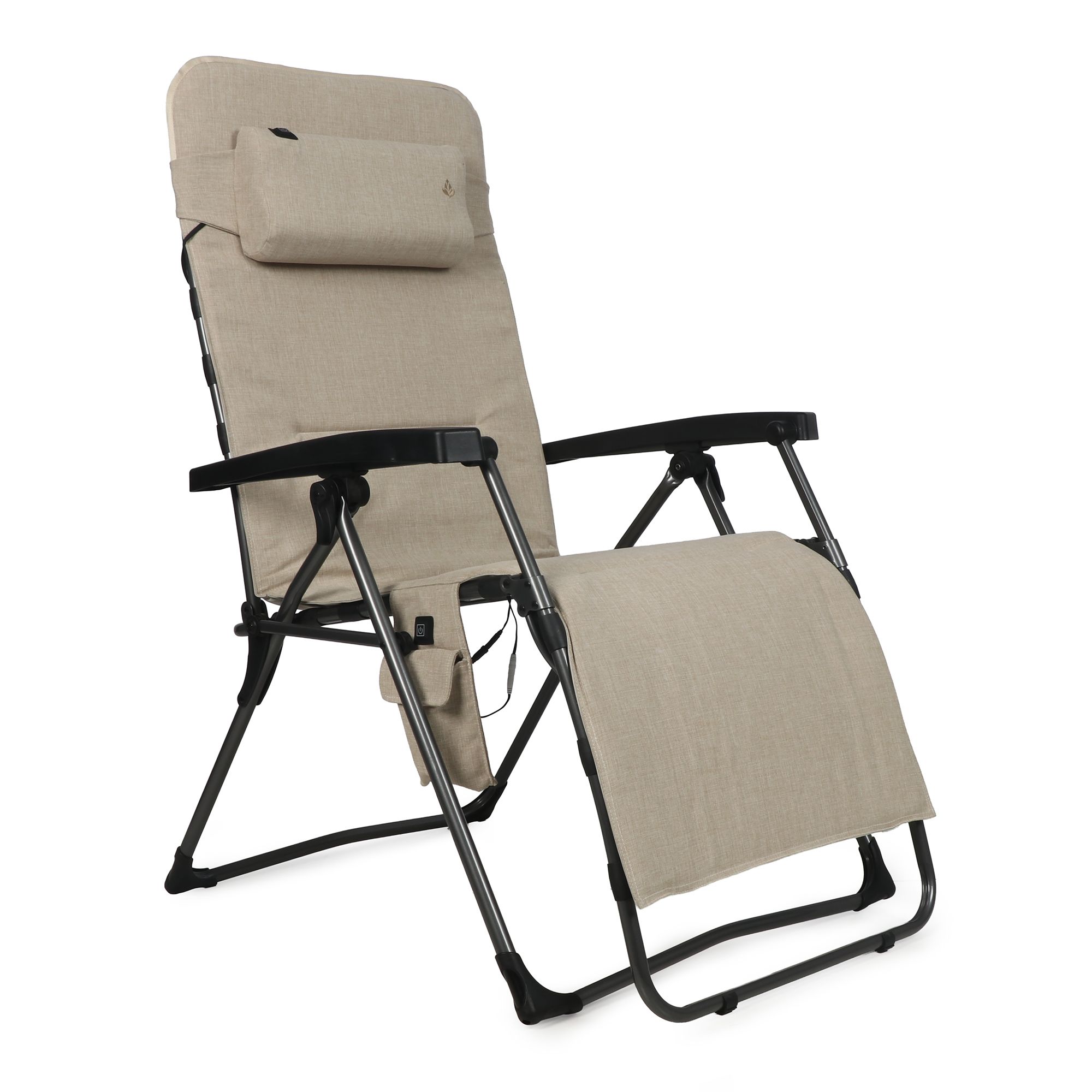 GREEN LOUNGE XL-Relaxliege mit Heizfunktion, Nacken- Kissen & Powerbank Herz-Waage-Position