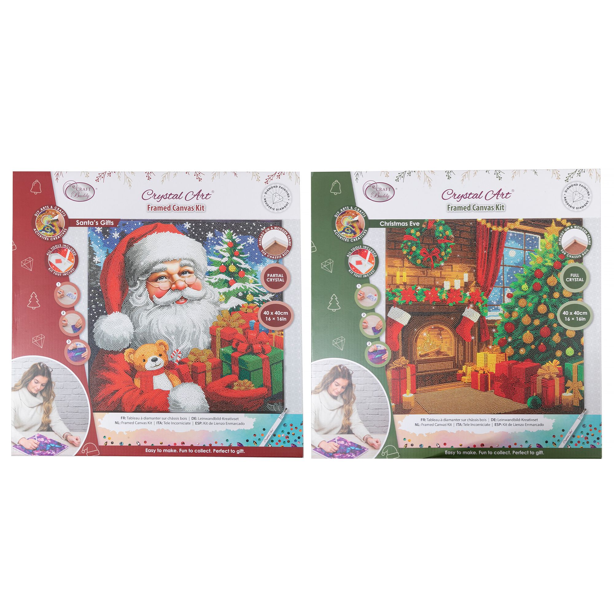 CRAFT BUDDY™ Diamond Painting 2 Bilder 40x40cm auf Keilrahmen zum Nachlegen, 10tlg.