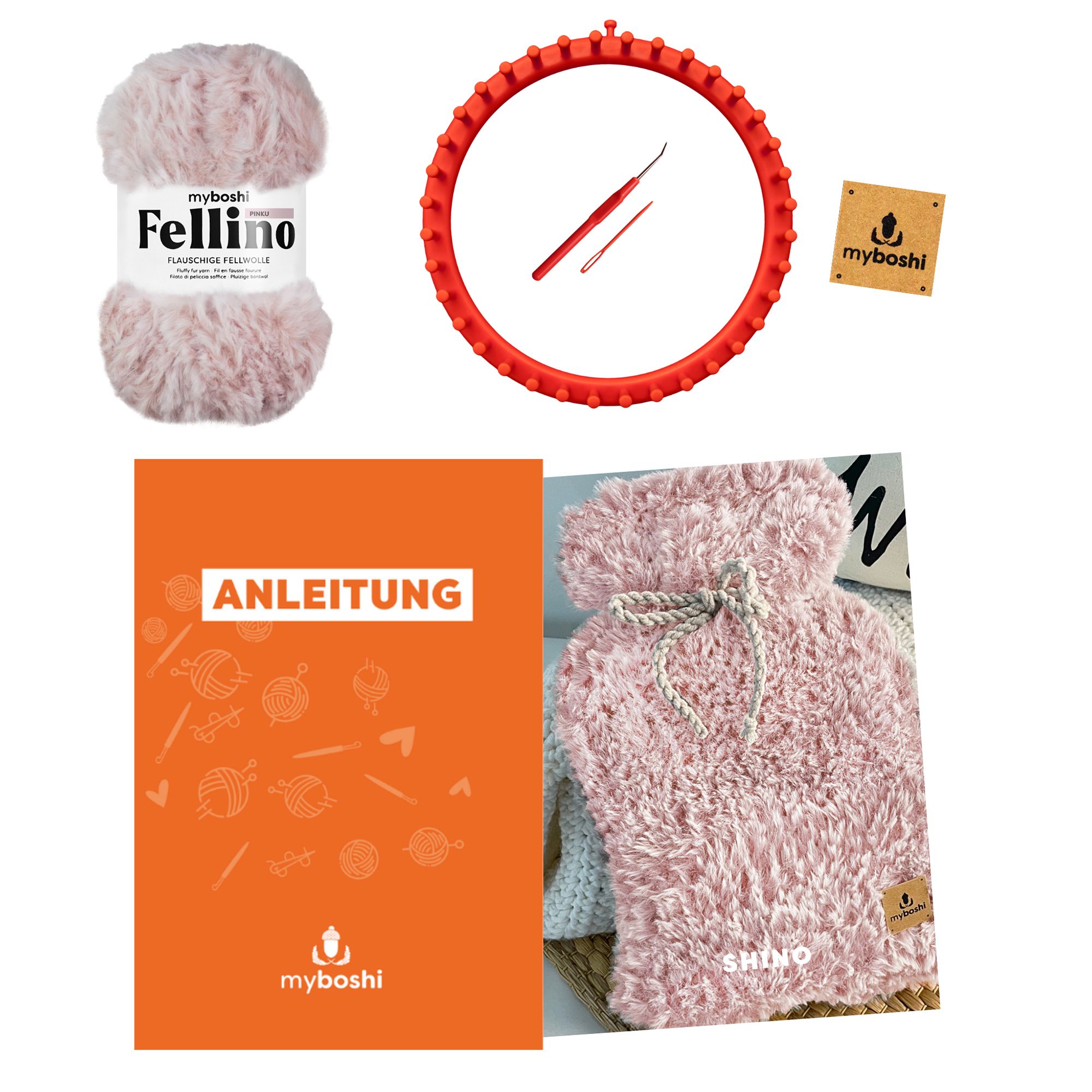 myboshi Häkel-Set Wärmflaschenhülle inkl.Rundstrickring & Wolle, 3tlg.