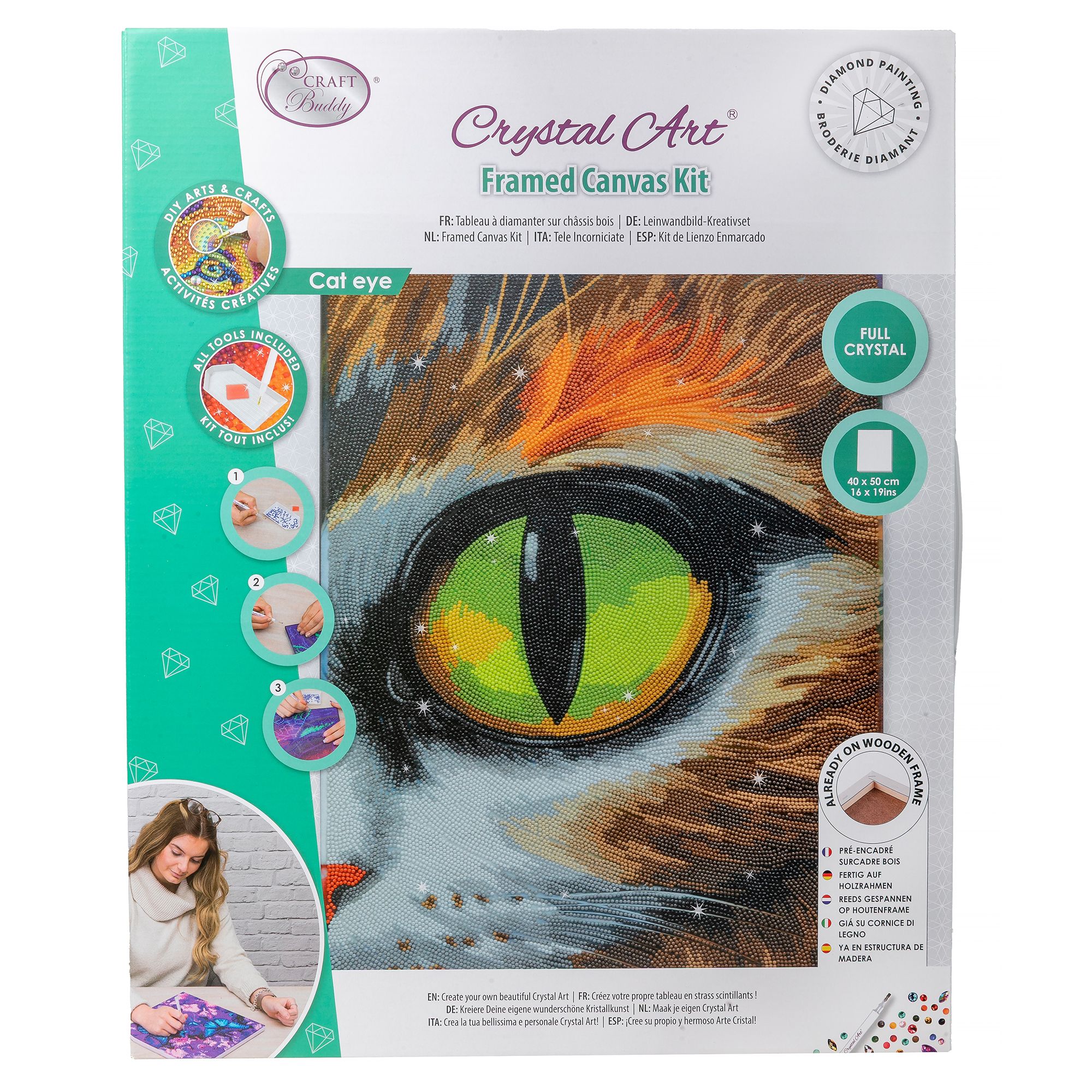 CRAFT BUDDY™ Diamond Painting-Set Bild 40x50cm Katzenauge 5tlg.