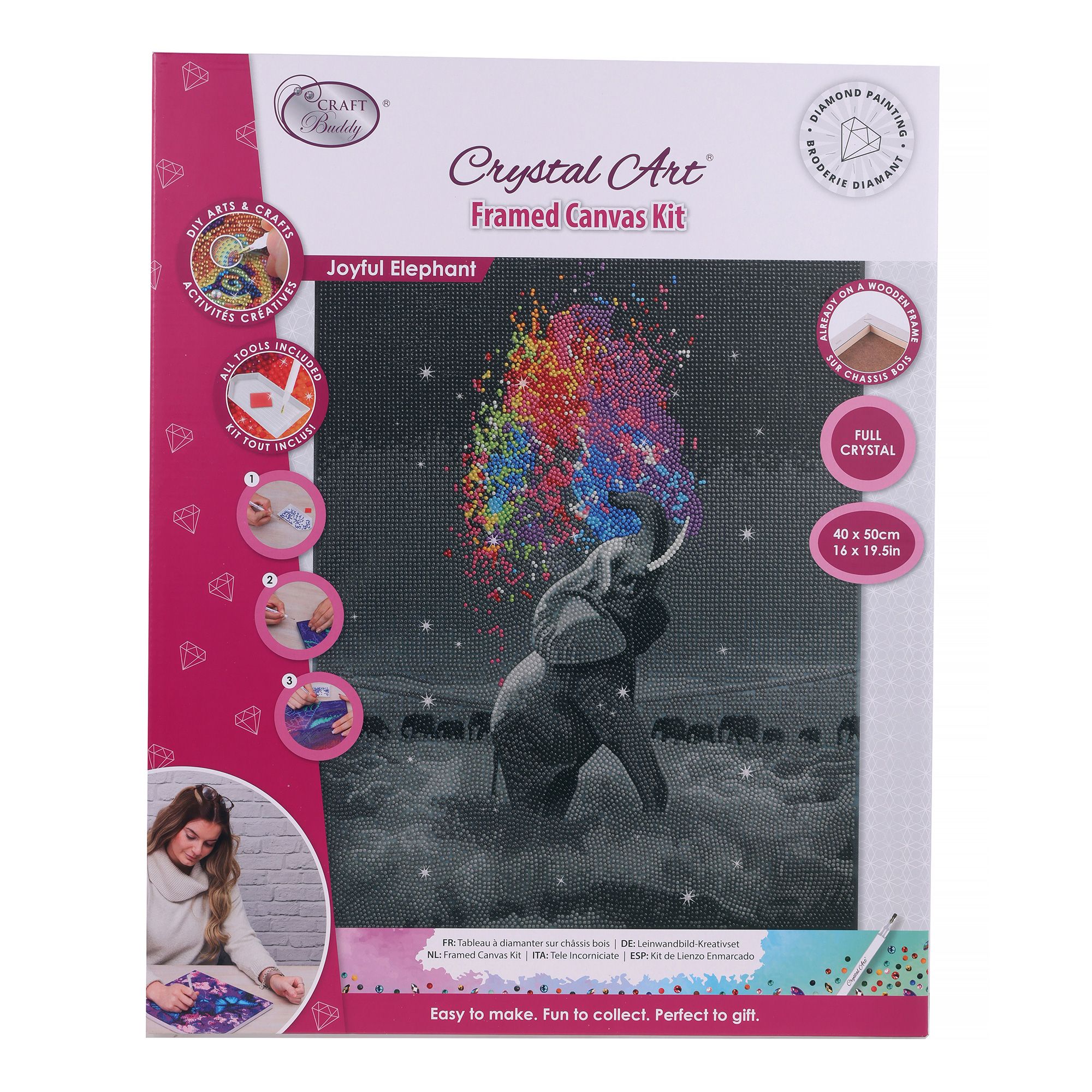 CRAFT BUDDY™ Diamond Painting Bild 40x50cm Elefant 5tlg.