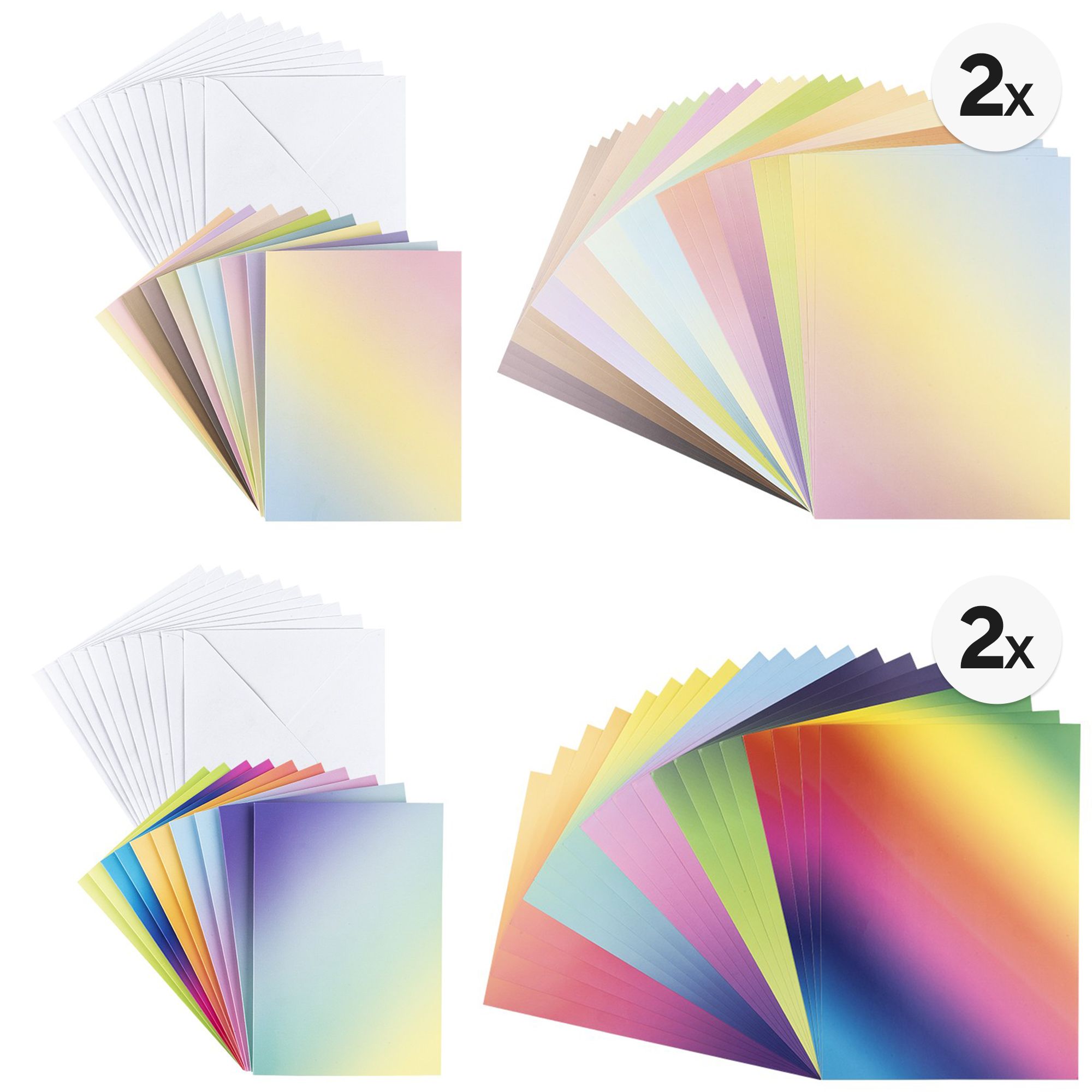 KARIN JITTENMEIER Kreativpapier-Set Deko Karton & Karten mit Farb- verlauf, 160tlg.