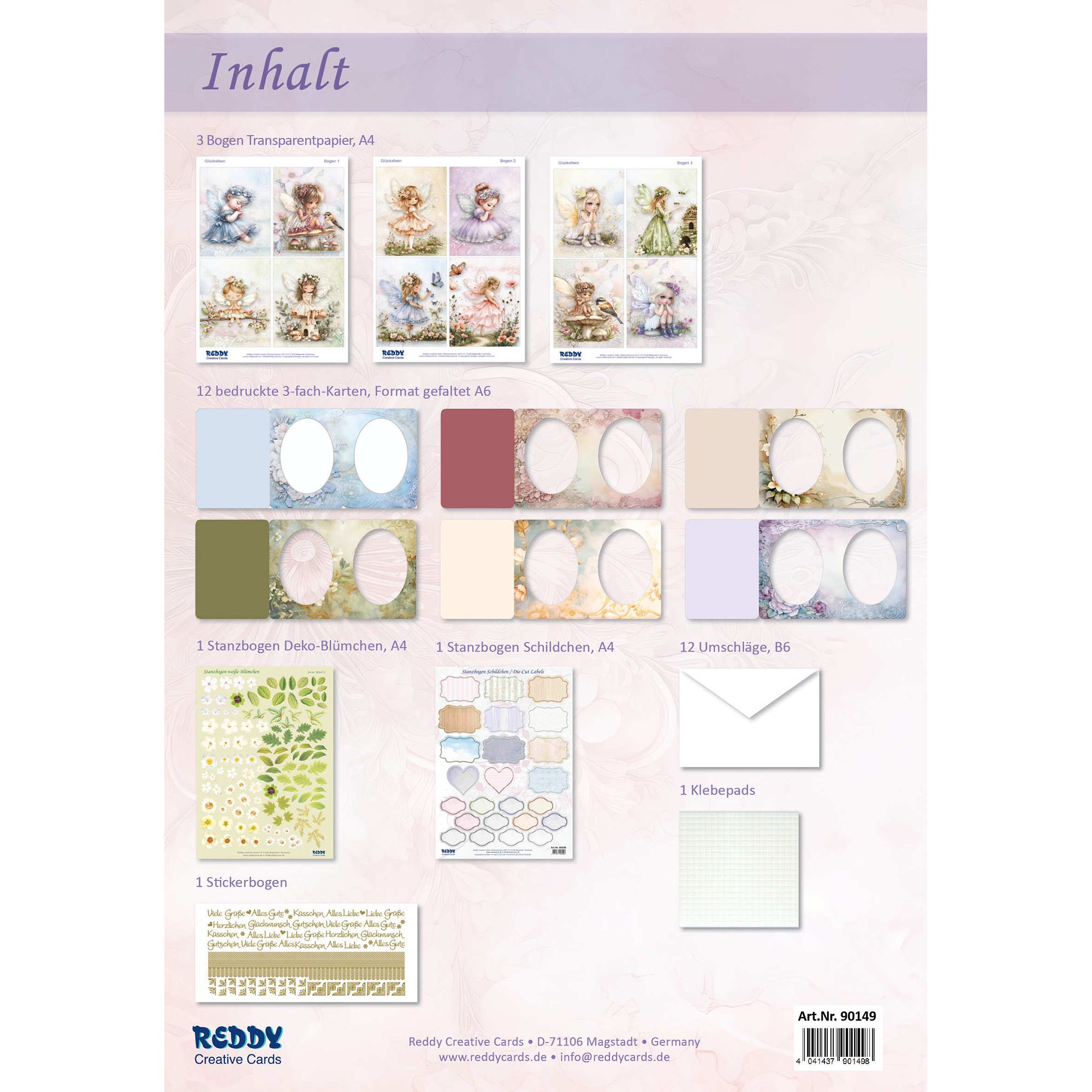 REDDY Grußkarten-Set Glücksfeen inkl. Stanzbogen 31tlg.