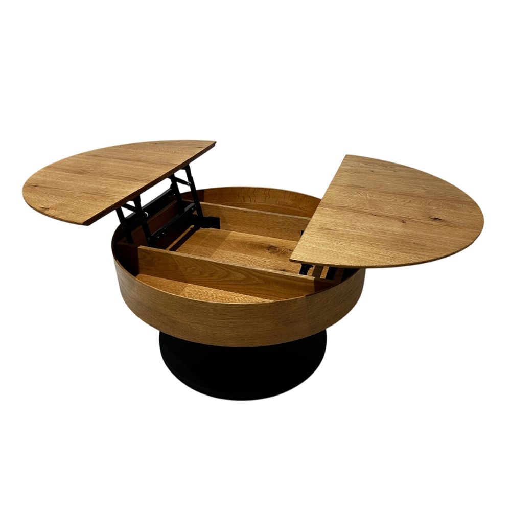 BODYFLEX LOUNGE Couchtisch LUCCA Aufklappfunktion mit Ablagefach Ø 80cm, H. 45/59cm