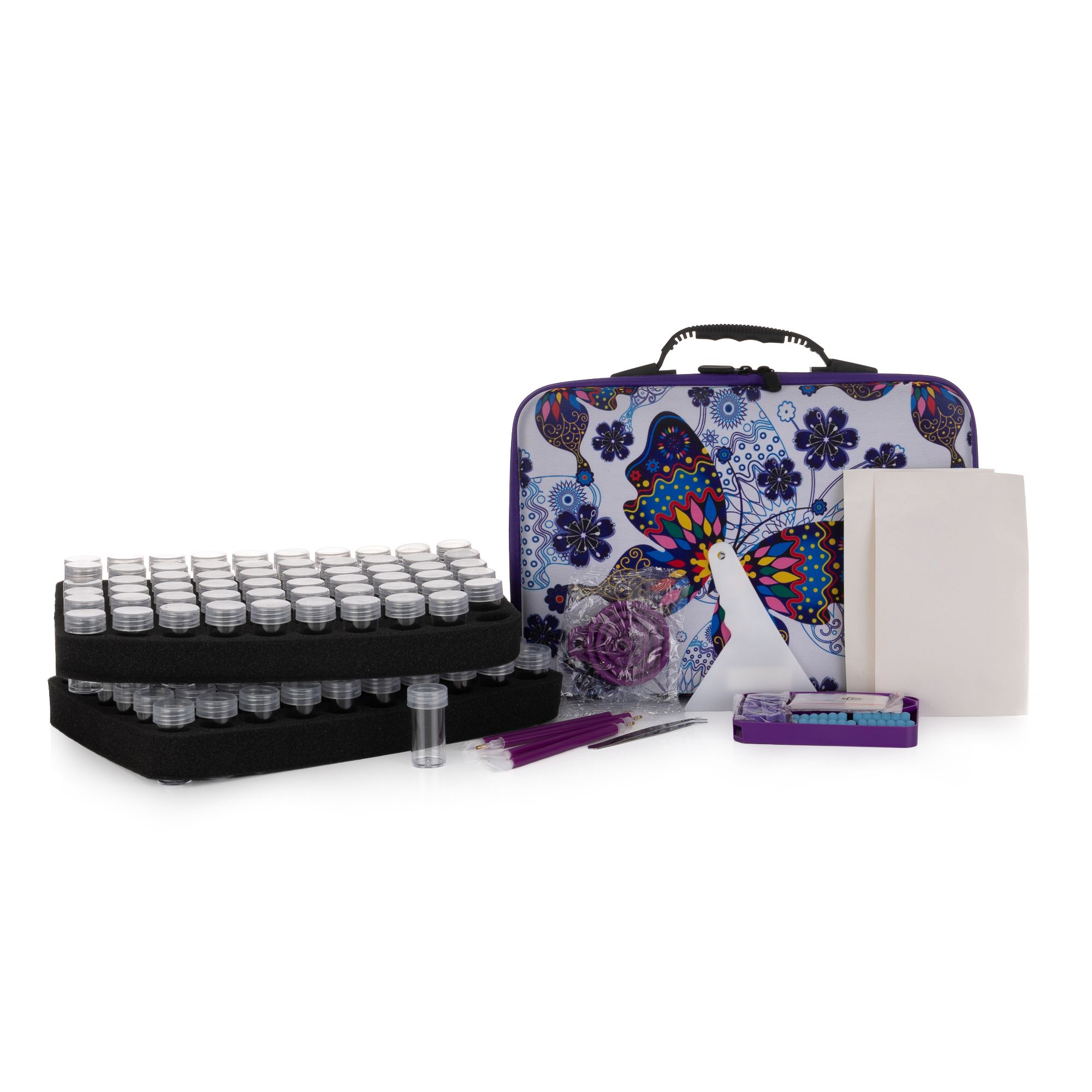 Diamond Painting Aufbewahrungs-Set inkl. Acryldosen & Werkzeug 59tlg.