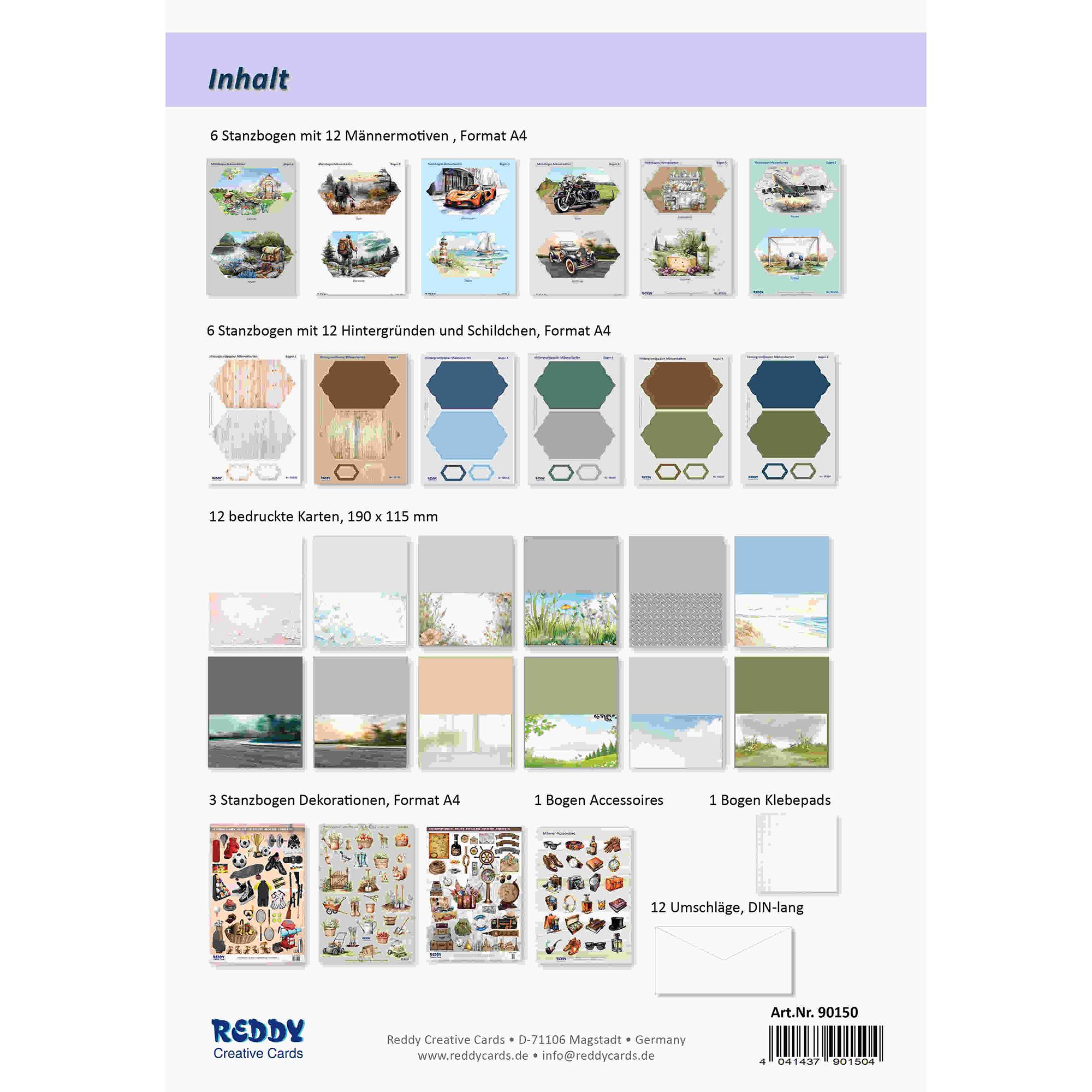 REDDY Grußkarten-Set Männerkarten inkl. Stanzbogen 41tlg.