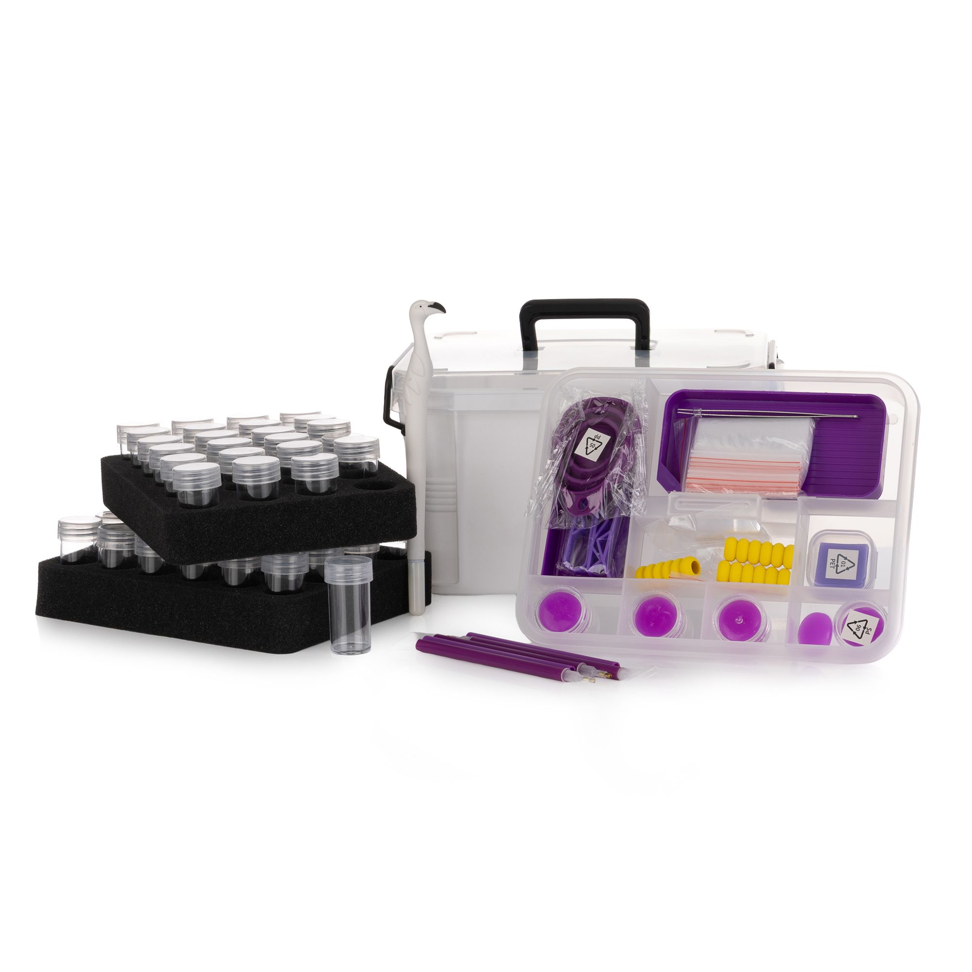 Diamond Painting Aufbewahrungs-Set Box inkl. Dosen & Zubehör 62tlg.