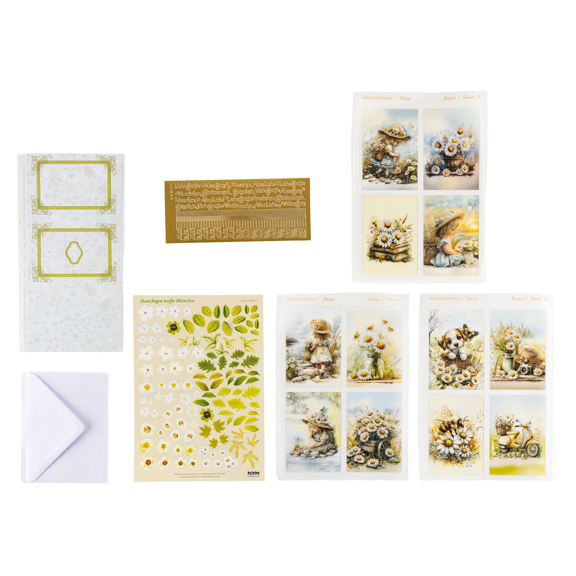 REDDY Grußkarten-Set Sommergrüße mit Gänseblümchen 29tlg.