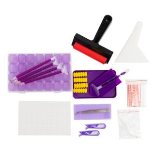 Diamond Painting Aufbewahrungs-Set Walze, Stifte & Schalen 85tlg.