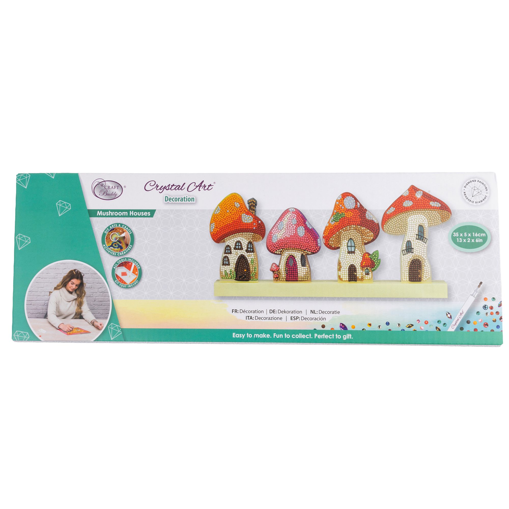 CRAFT BUDDY™ Diamond Painting 3D Pilzhäuser ca. 35x16x5cm 9tlg.