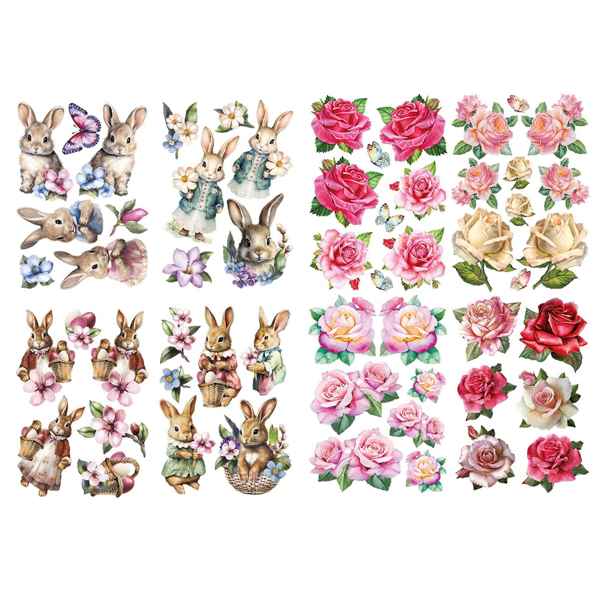 KARIN JITTENMEIER Diamond Painting-Set Stickerbogen Rosen & Osterhasen 16tlg.