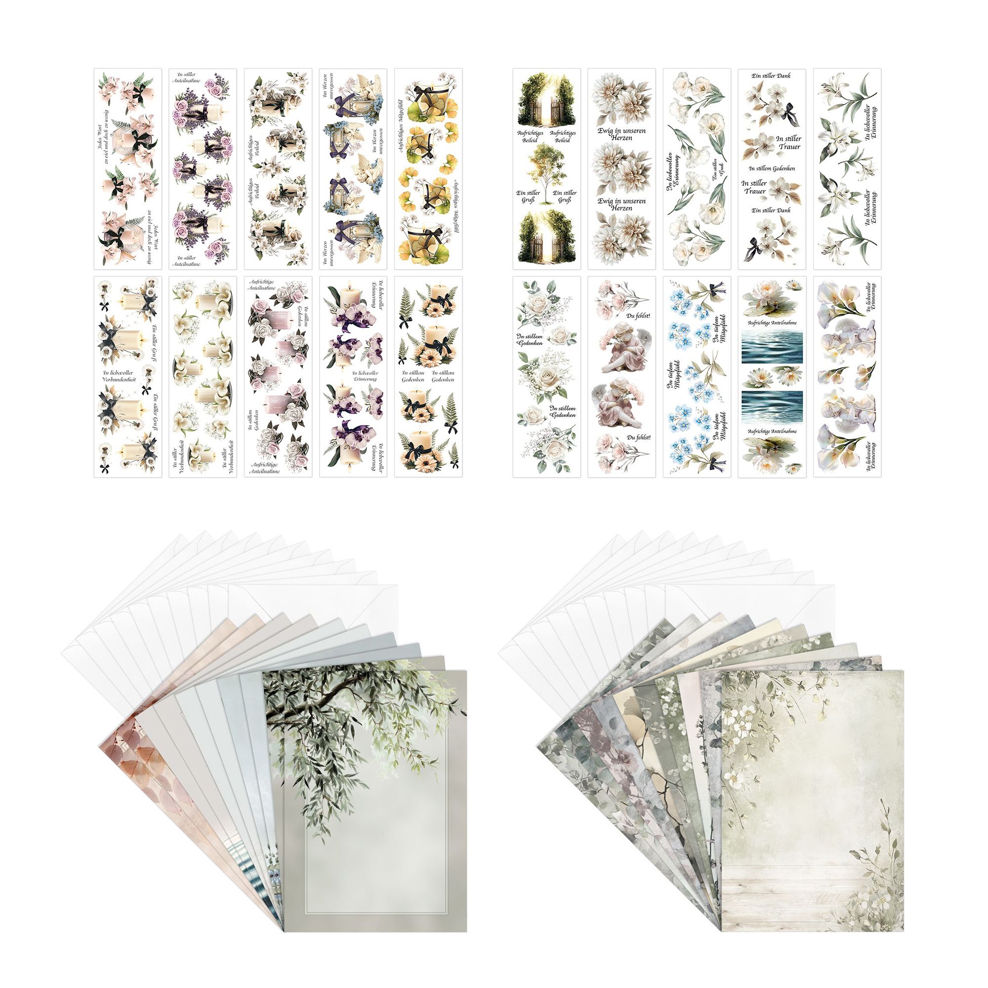 KARIN JITTENMEIER Grußkarten-Set Kondolenz inkl. Transfers 62tlg.