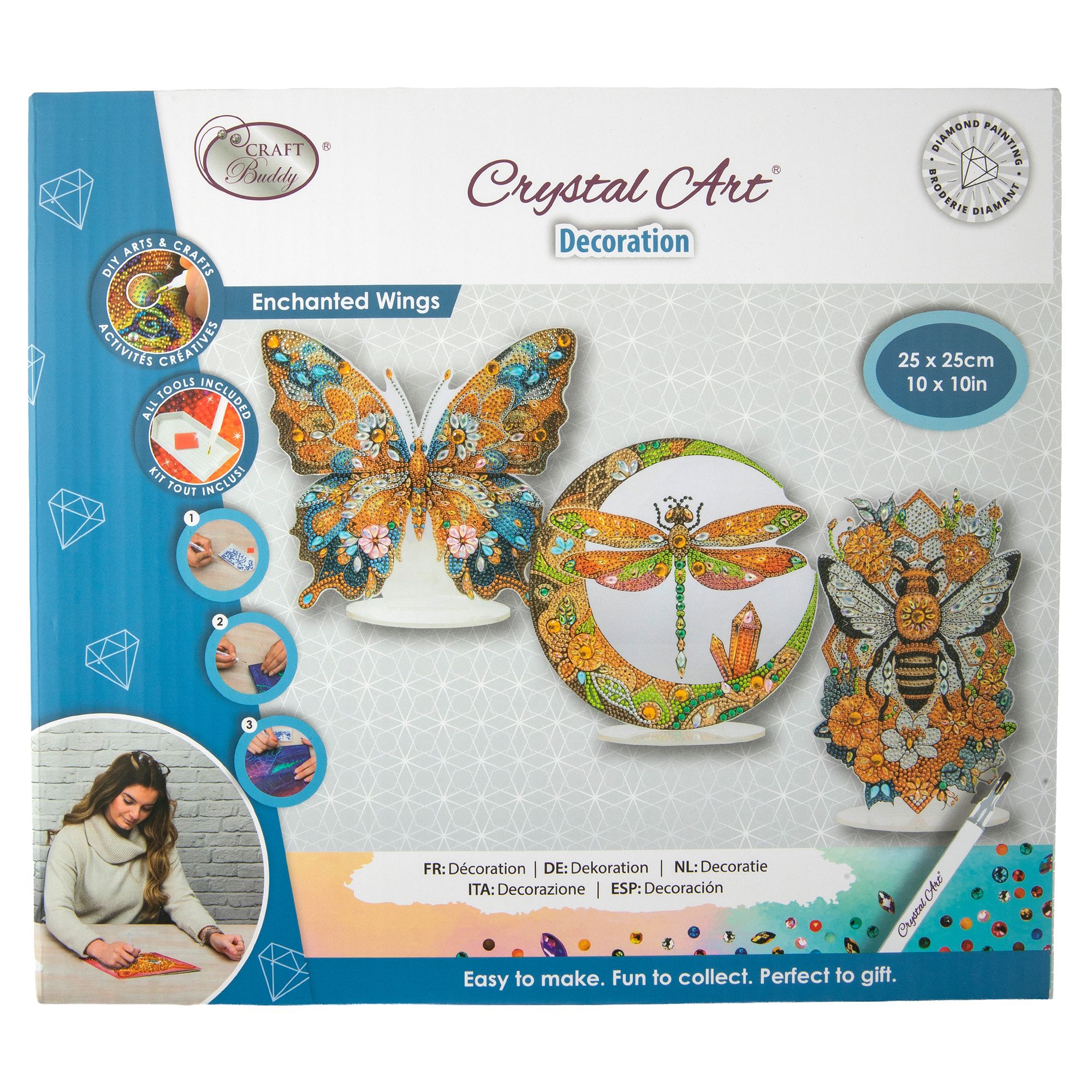 CRAFT BUDDY™ Diamond Painting 3 Acrylornamente ca. 25x25cm 8tlg.