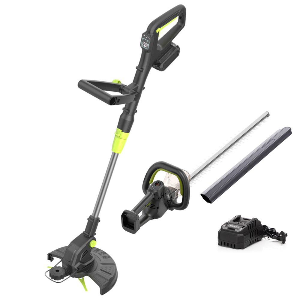 BARICUS Akku-Rasentrimmer & Akku-Heckenschere mit Digital-Display 5J.Herstellergarantie