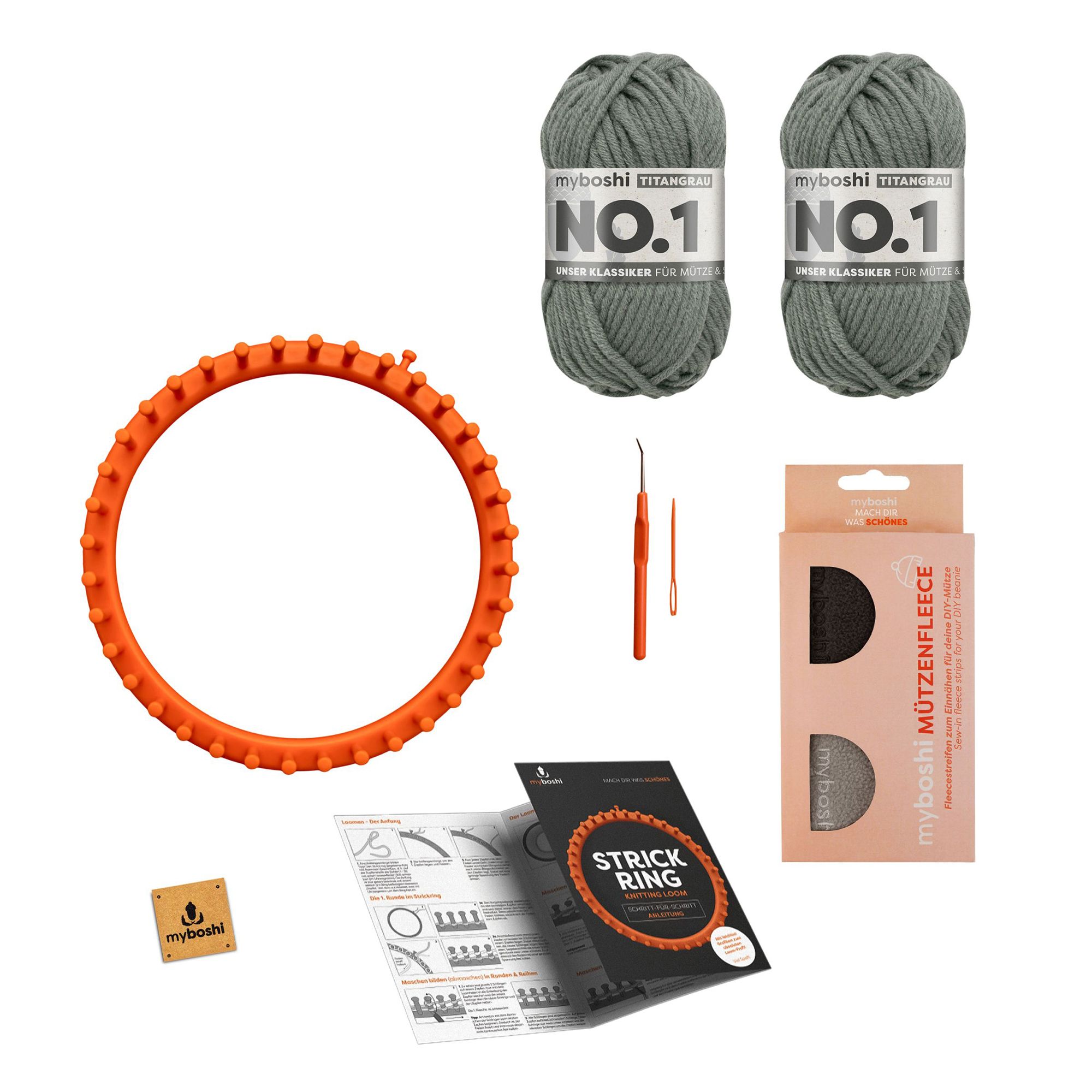 myboshi Strick-Set Mütze Calvia inkl. Strickring & Fleece, 5tlg.