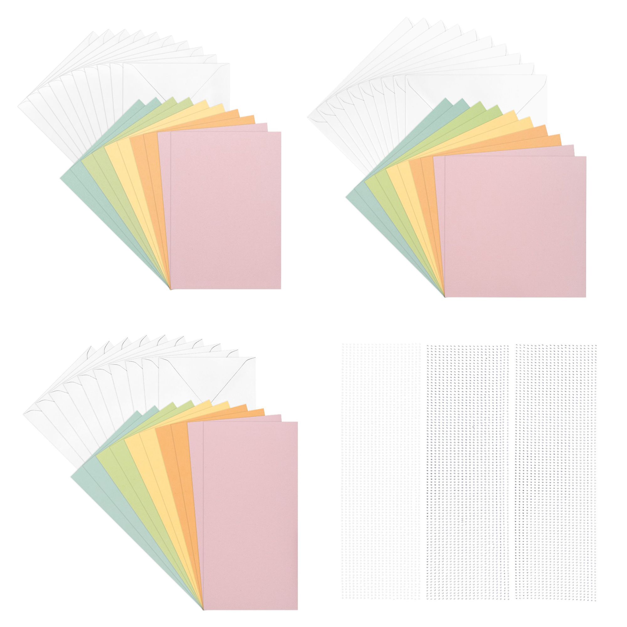 KARIN JITTENMEIER Grußkarten-Set mit Halbperlen- & Schmucksteinbordüren 72tlg.