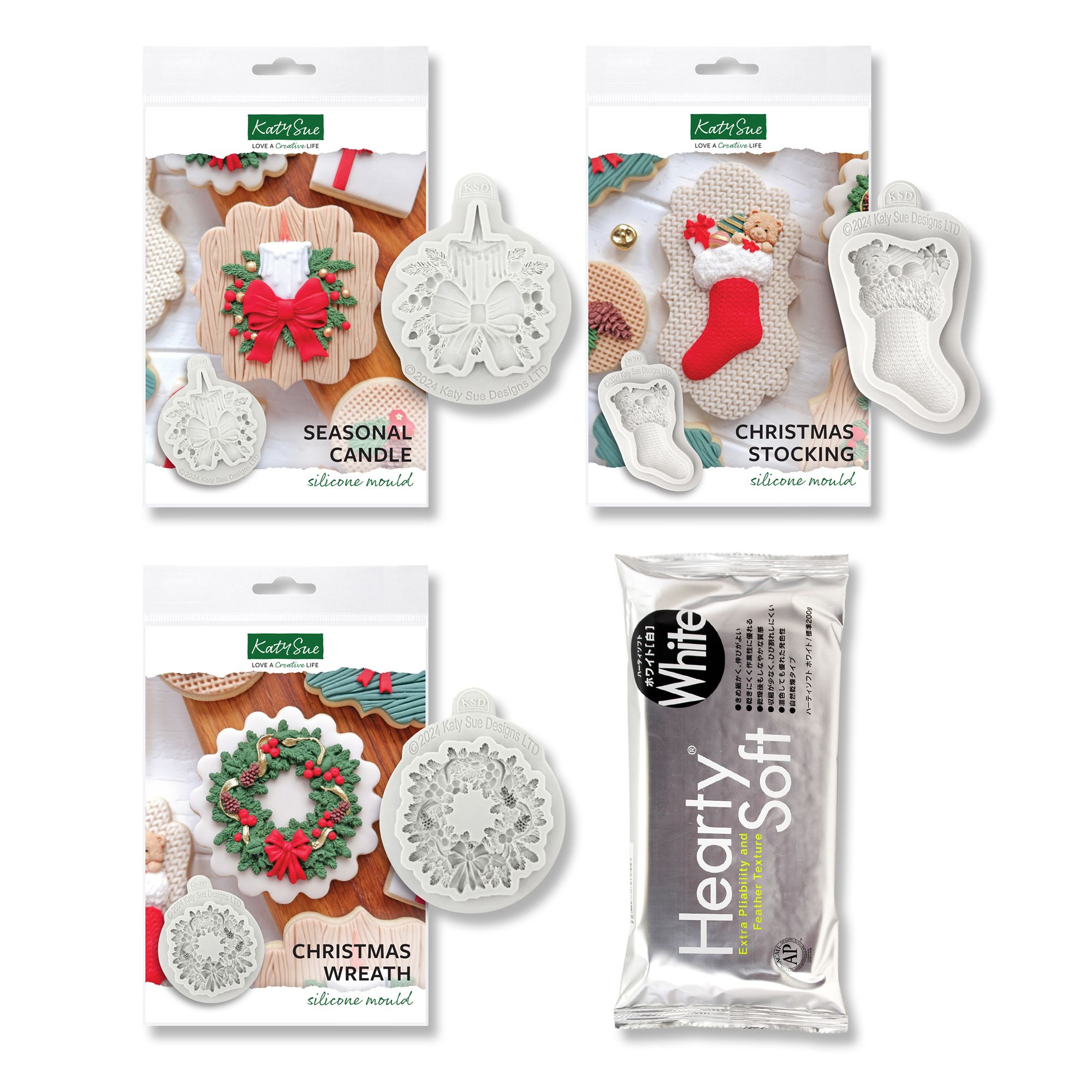KATY SUE Kreativ-Set Silikonformen & Modeliermasse Weihnachten, 4tlg.