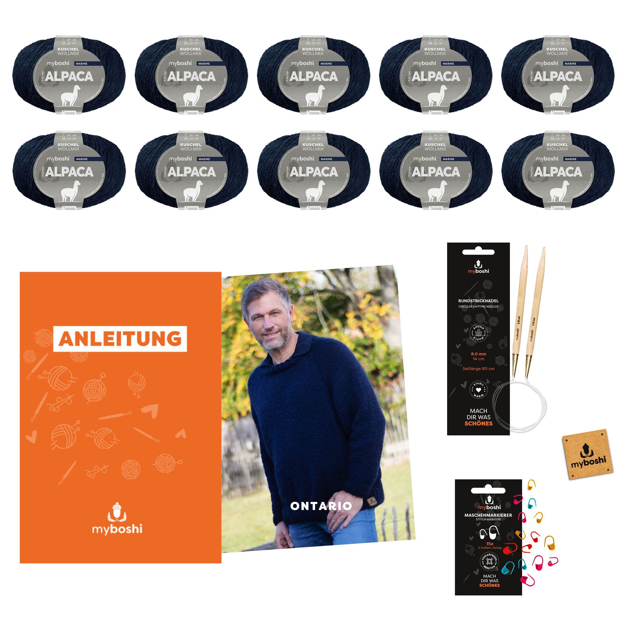 myboshi Strick-Set Pullover Ontario inkl. Nadel & Wolle 13tlg.
