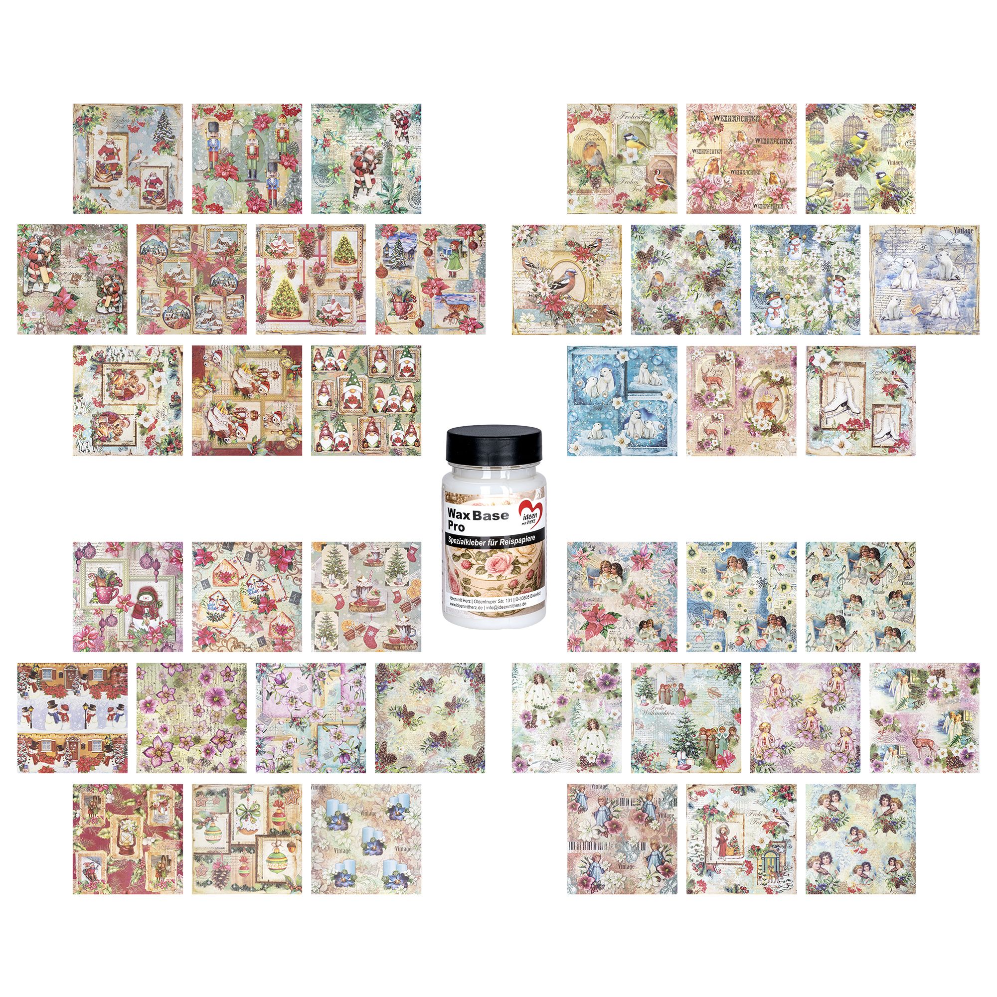 KARIN JITTENMEIER Kreativ-Set Motiv-Reispapier versch. Designs inkl. Kleber, 41tlg.