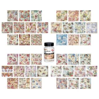 KARIN JITTENMEIER Kreativ-Set Motiv-Reispapier versch. Designs inkl. Kleber, 41tlg.
