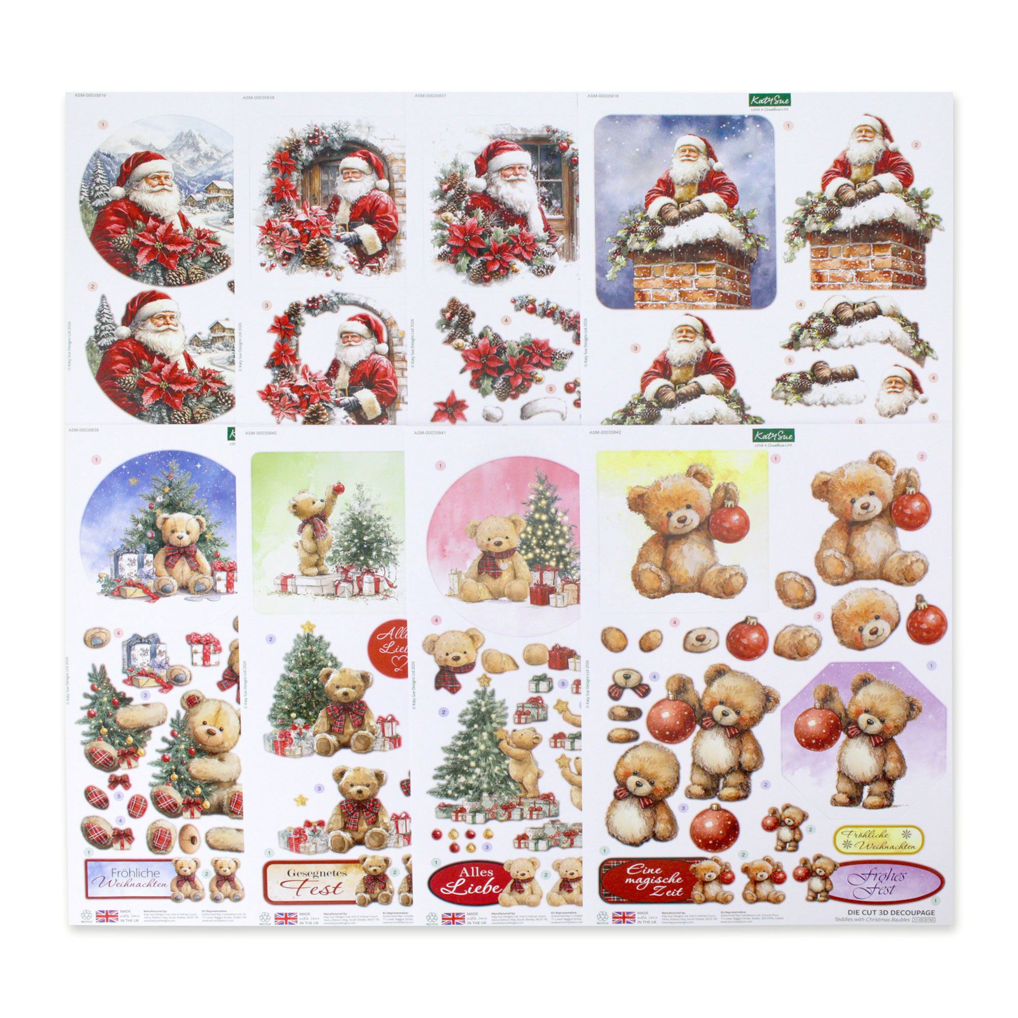 KATY SUE Grußkarten-Set 24 Bogen Ausstanzungen Weihnachten, 24tlg.