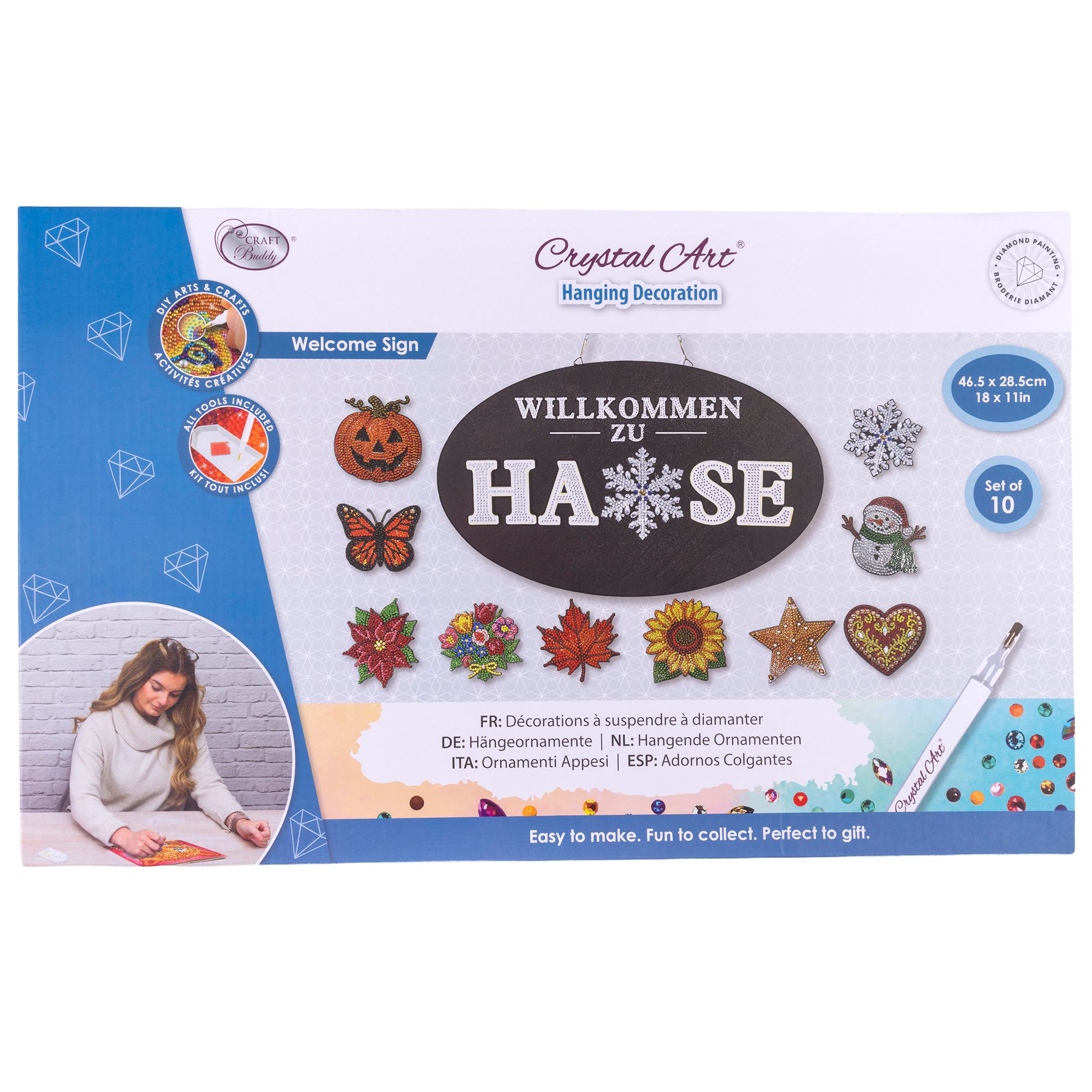 CRAFT BUDDY™ Diamond Painting Türschild auswechselbar 17tlg.