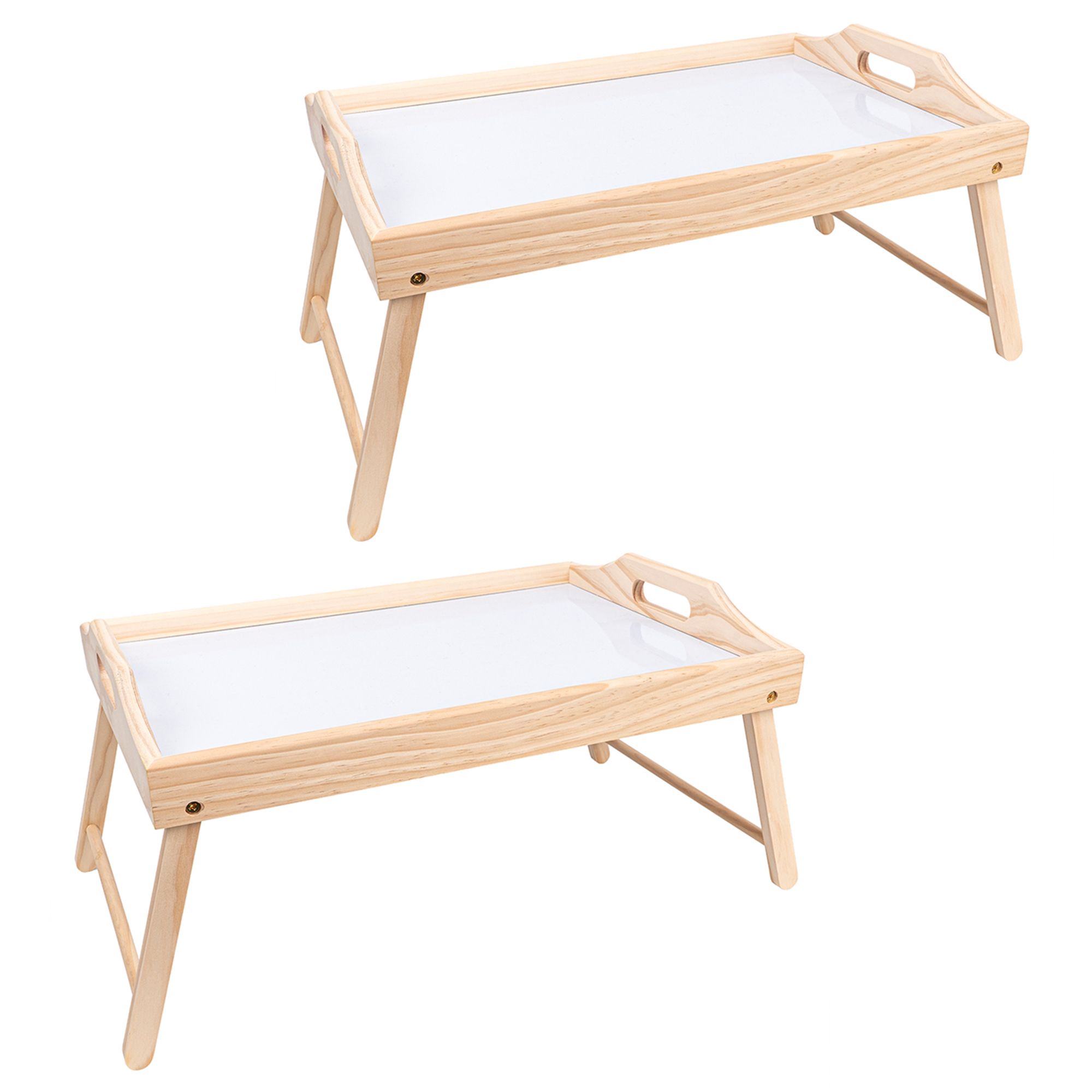 KARIN JITTENMEIER Tabletts aus Holz mit Klappbeinen & Tragegriff, 2tlg.