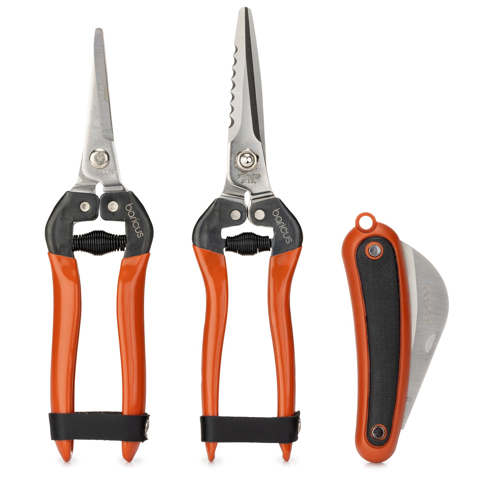 BARICUS Gartenscheren-Set inkl. Rebmesser gehärtete Klingen 5J.Herstellergarantie