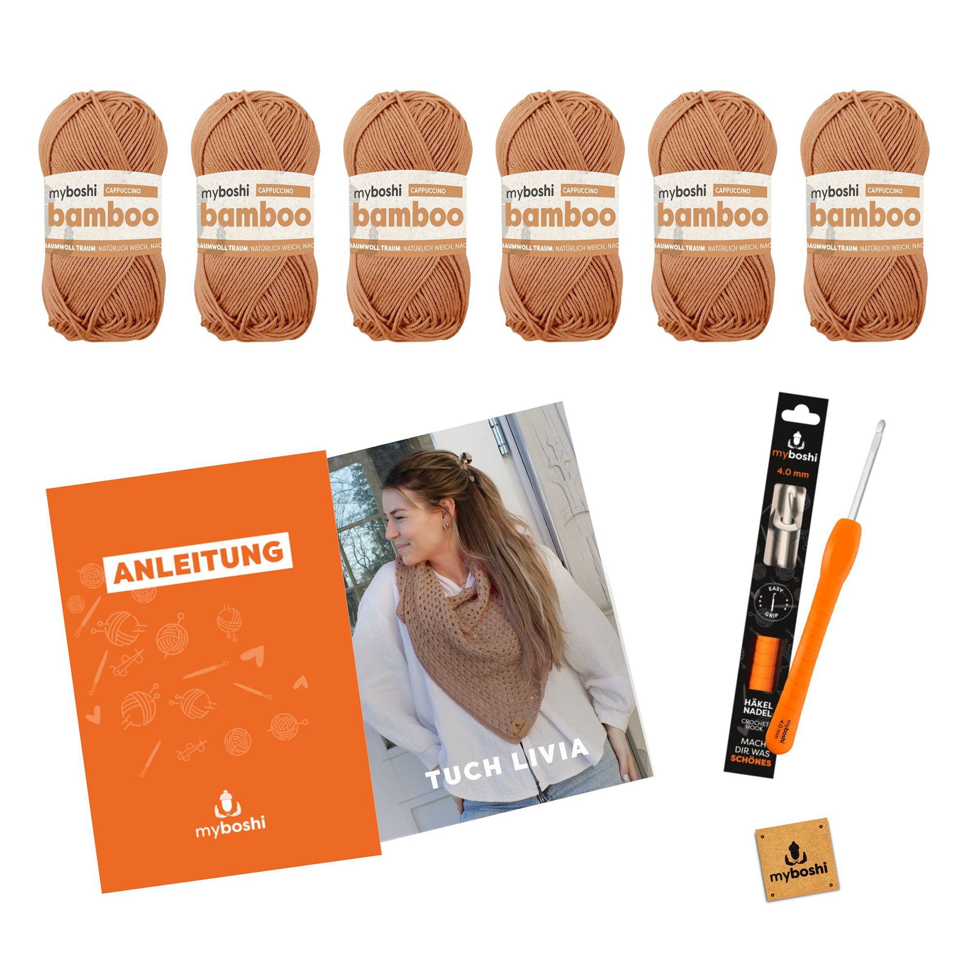 myboshi Häkel-Set Dreieckstuch Livia inkl. Nadel & Wolle 8tlg.