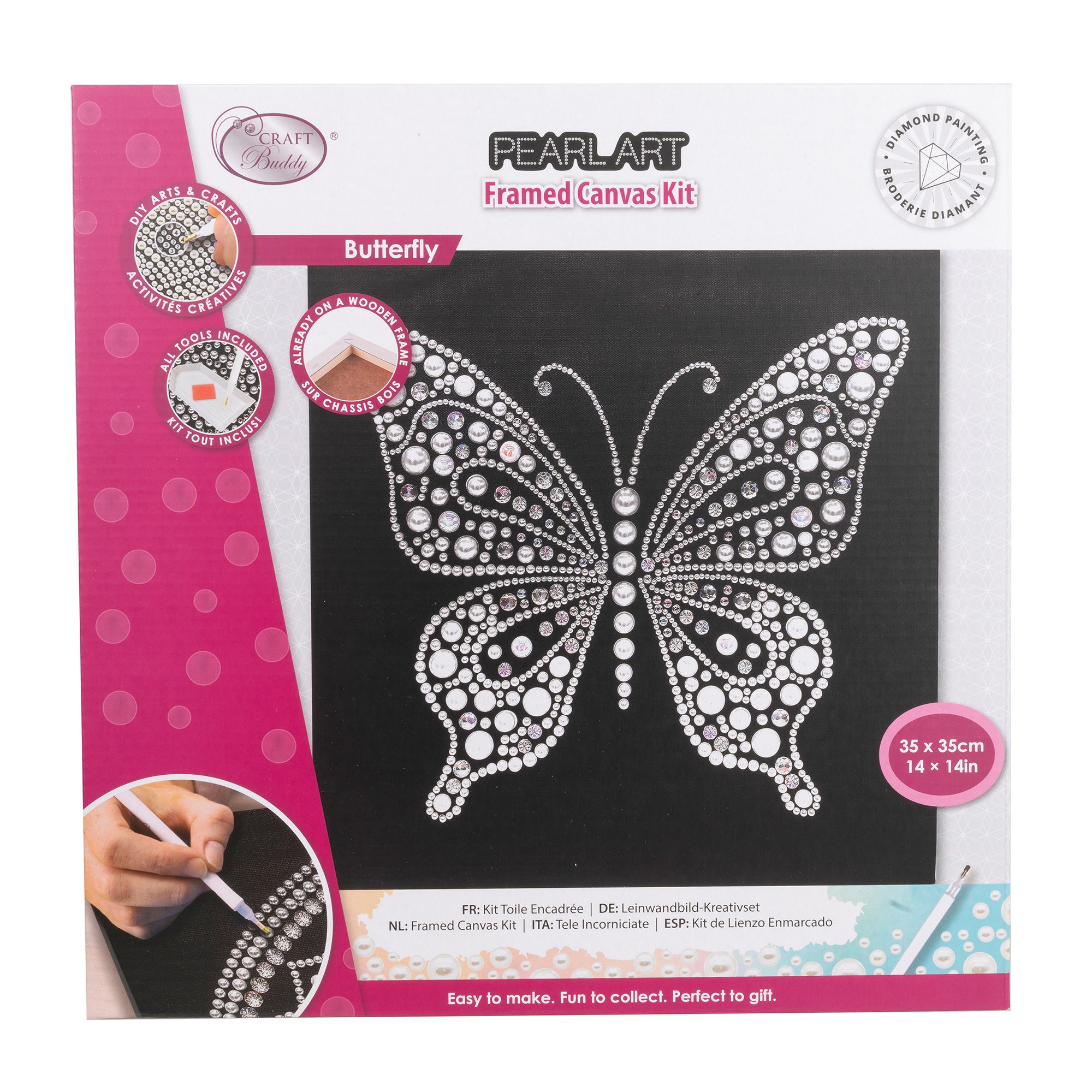 CRAFT BUDDY™ Diamond Painting-Set Bild 35x35cm auf Keilrahmen mit Halbperlen, 5tlg.