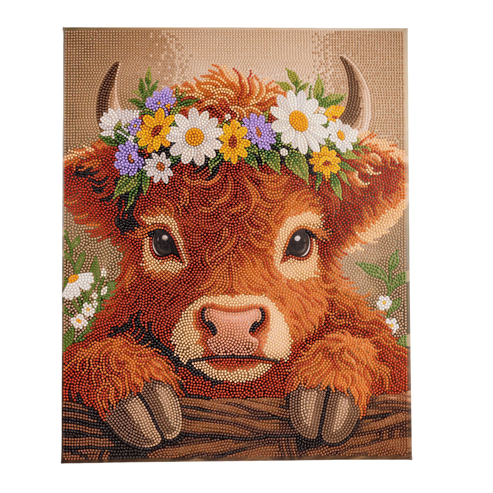 CRAFT BUDDY™ Diamond Painting Bild 40x50cm Kuh mit Blumenkranz 5tlg.