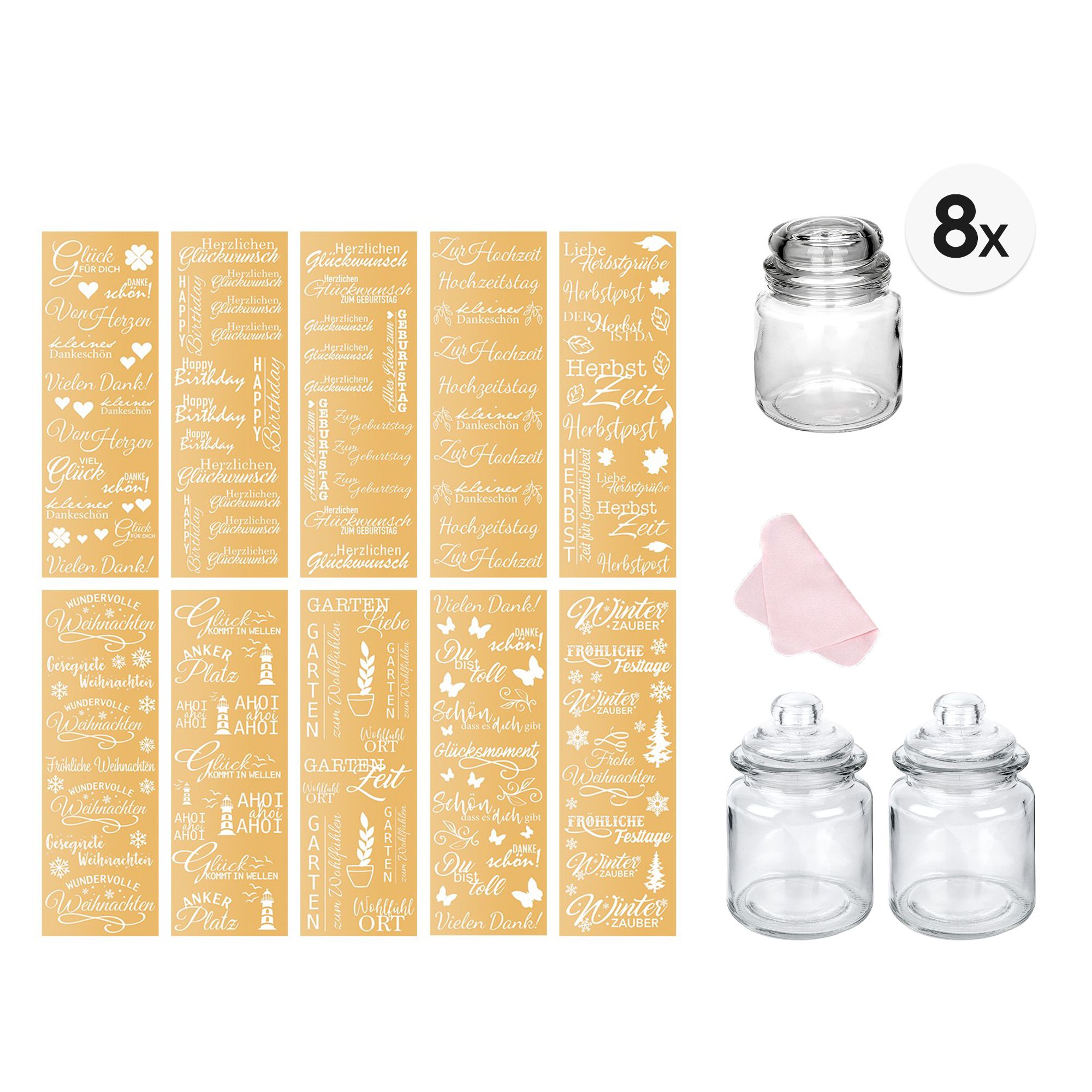 KARIN JITTENMEIER Kreativ-Set Premium Transfers & Glas Bonbonieren 21tlg.