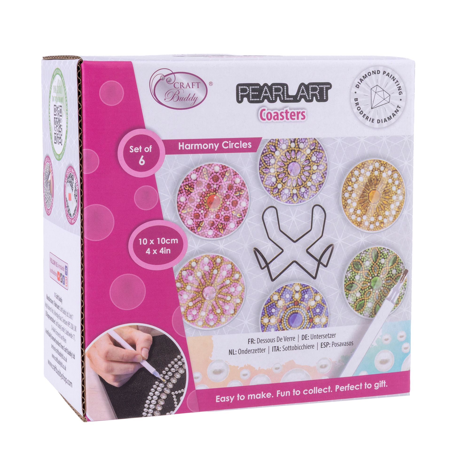 CRAFT BUDDY™ Diamond Painting Untersetzer-Set aus Acryl 12tlg.