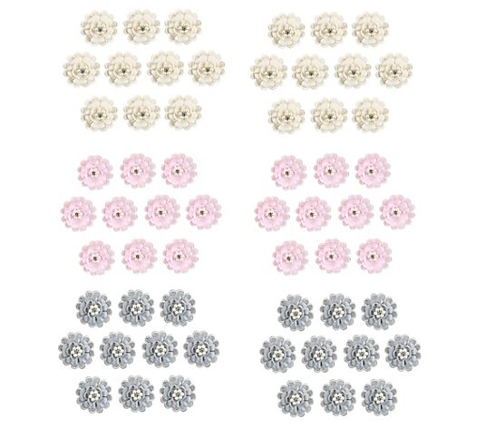 KARIN JITTENMEIER Dekorations-Set Spitzenblüten mit Perlen 60tlg.