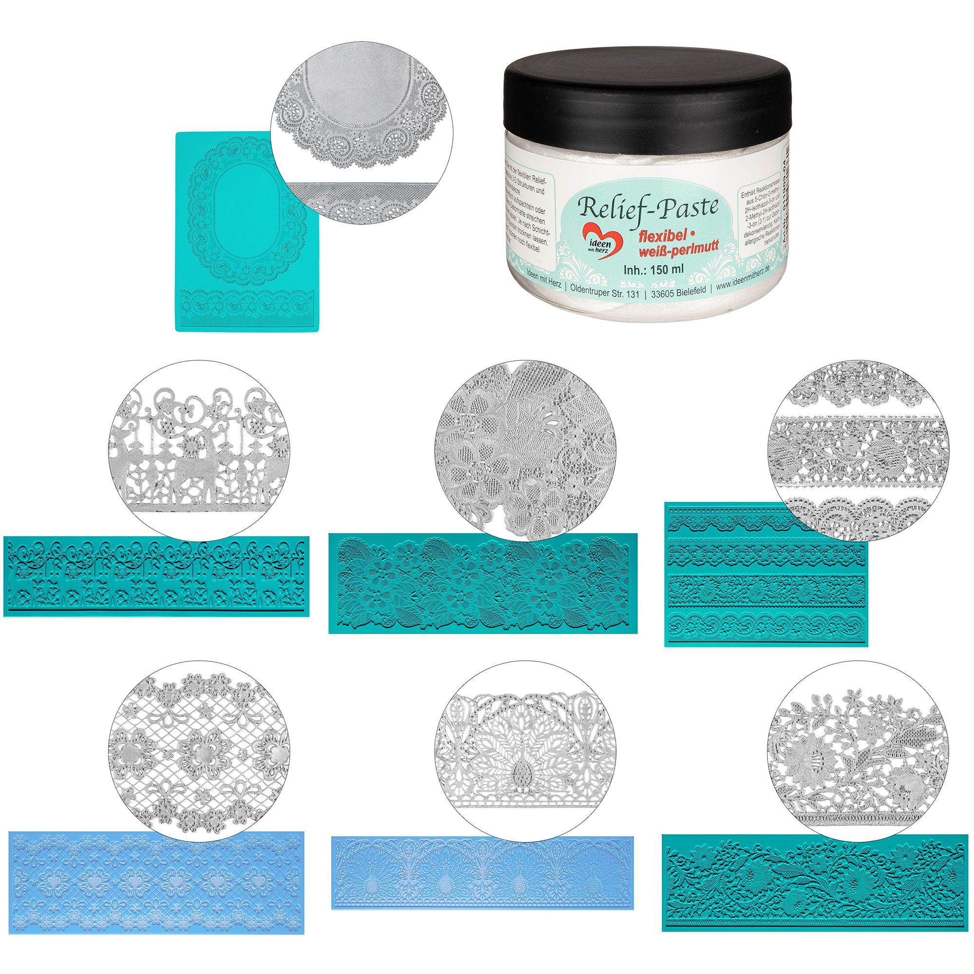 KARIN JITTENMEIER Kreativ-Set Silikon-Dekormatten & Reliefpaste 8tlg.