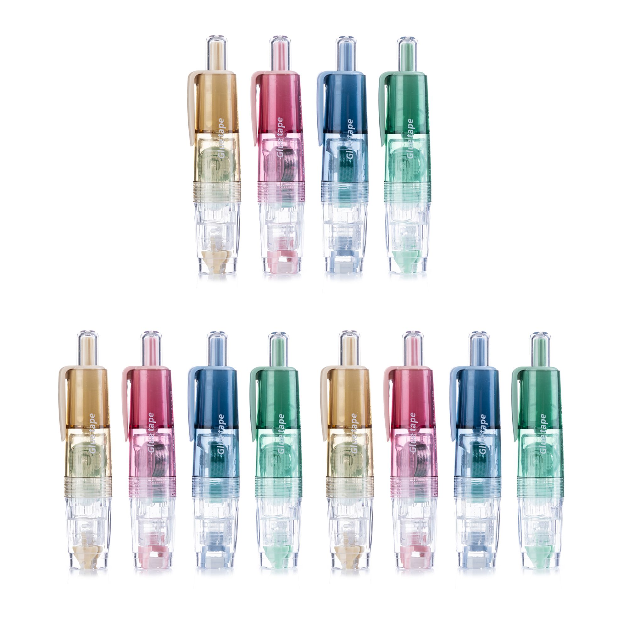 Klebe-Set 12 Klebeabroller in Stiftform je 5m länge 12tlg.