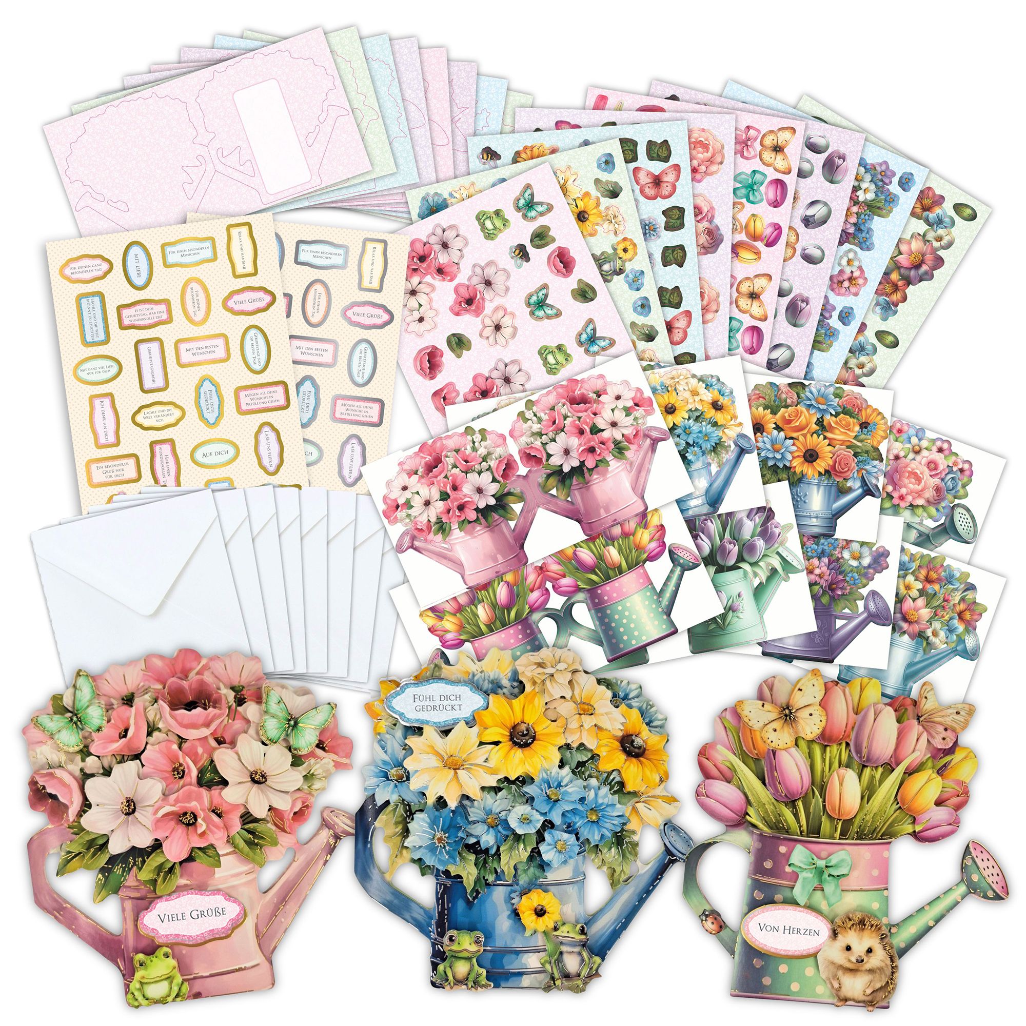 CRAFT BUDDY™ Grußkarten-Set Blumenkannen inkl. Stanzbogen 43tlg.