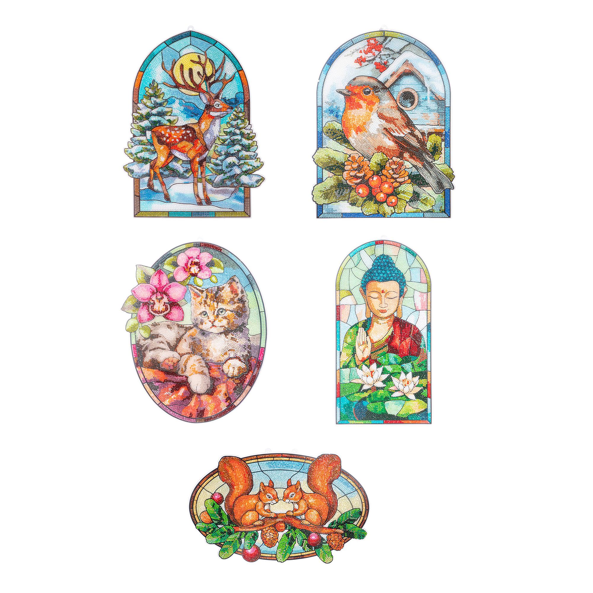 KARIN JITTENMEIER Diamond Painting-Set Fensterbilder in Glaskunstoptik 10tlg.