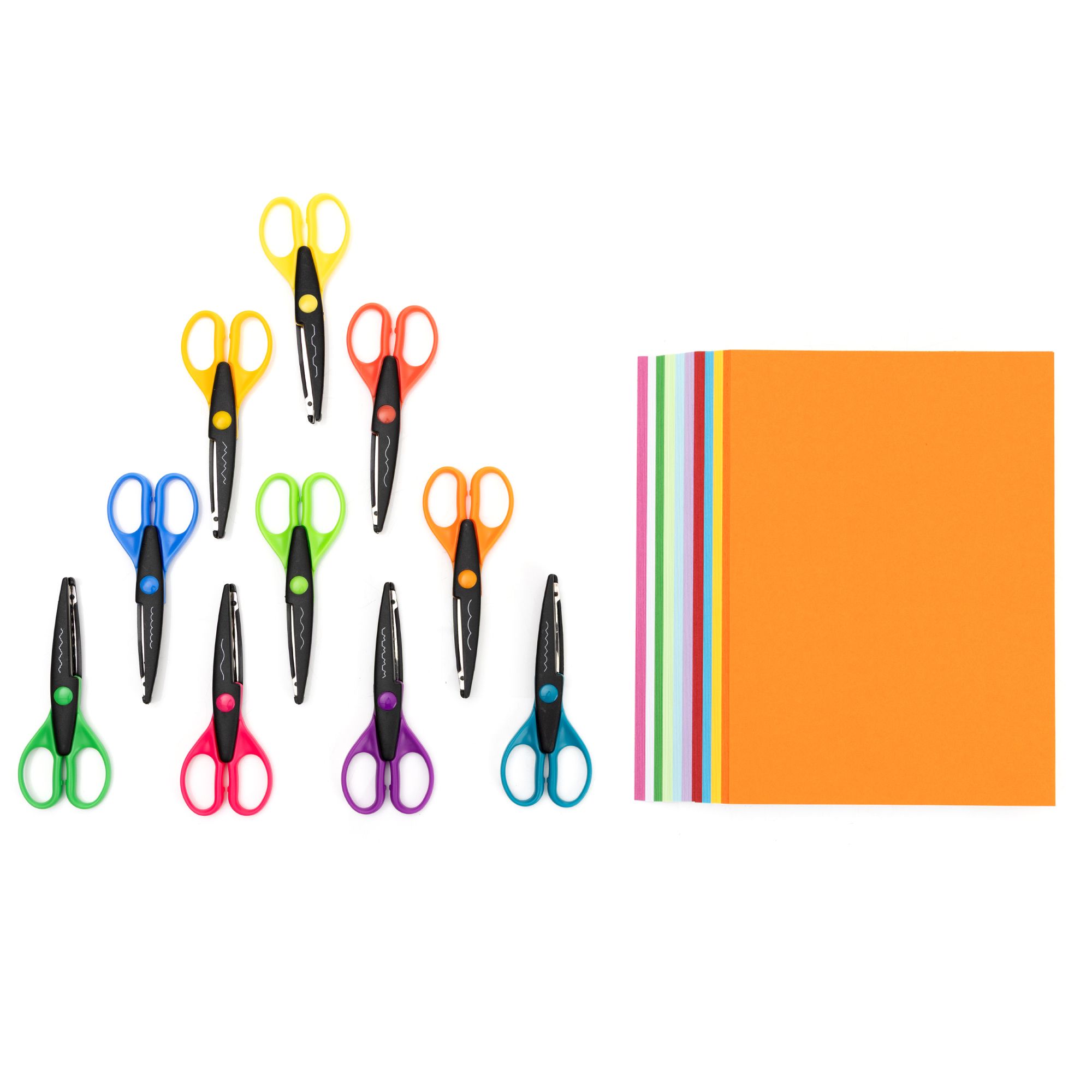 Kreativ-Set 10 Motivscheren versch. Designs & 100 Kreativpapiere 110tlg.