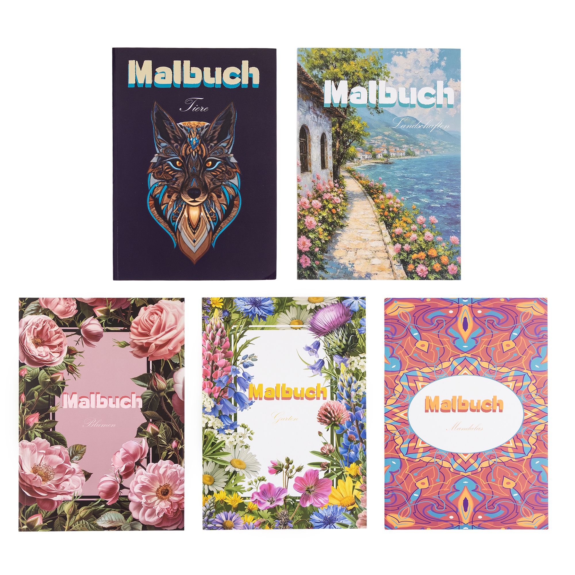  Kreativ-Set 5 Malbücher versch. Themen je 50 Seiten 5tlg.
