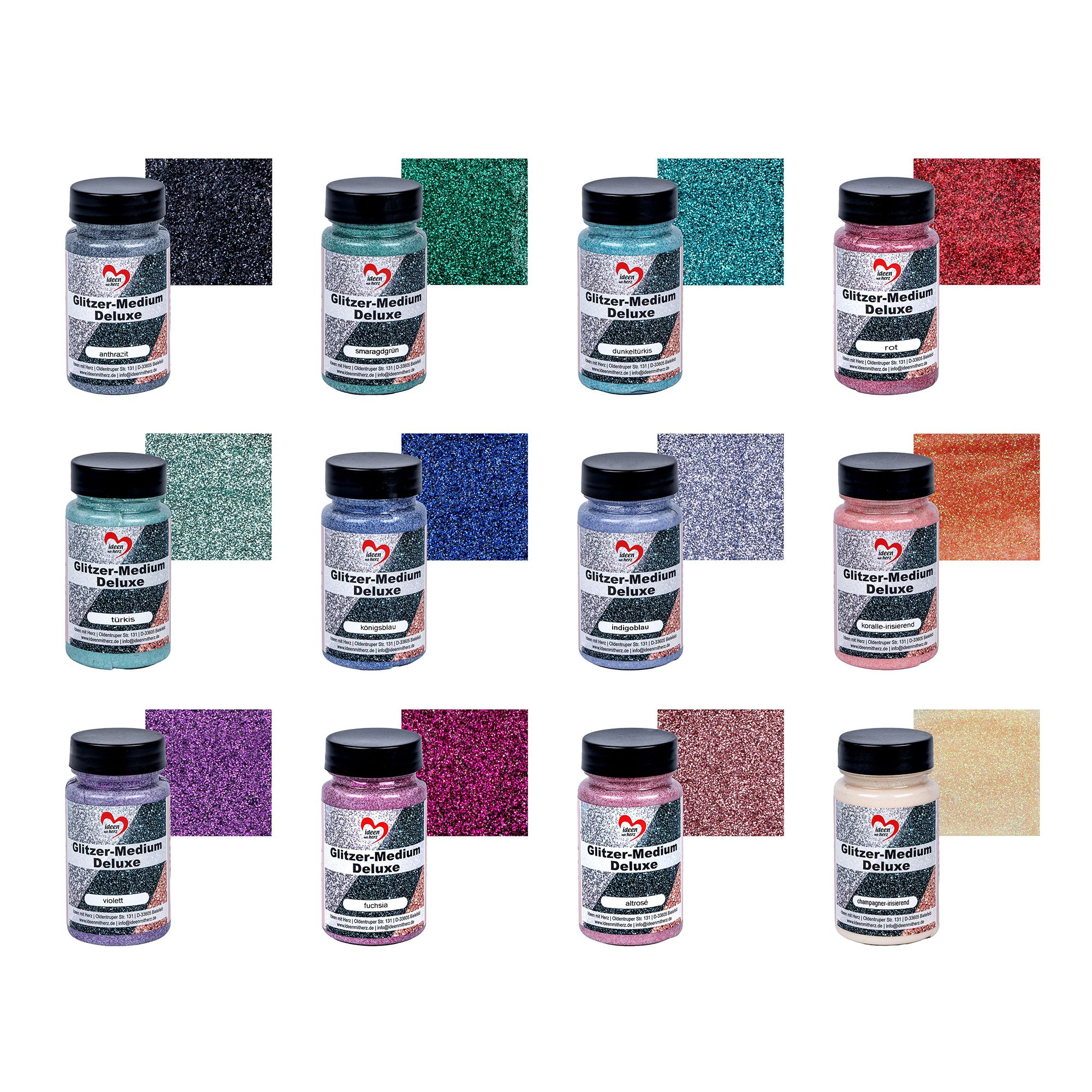 KARIN JITTENMEIER Kreativfarben-Set Glitzer Medium versch. Farben 12tlg.