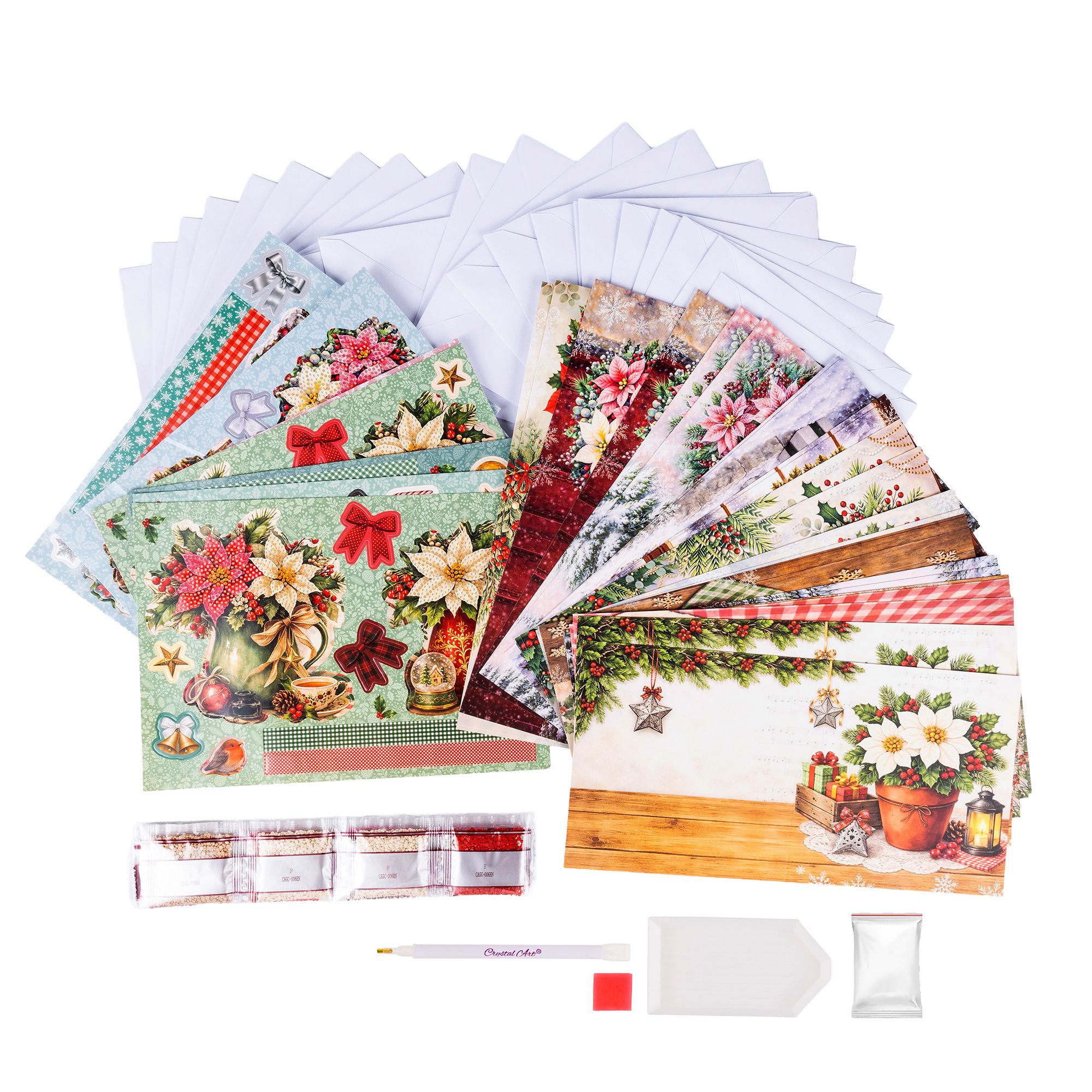 CRAFT BUDDY™ Diamond Painting Grußkarten-Set Weihnachtsstern 36tlg.